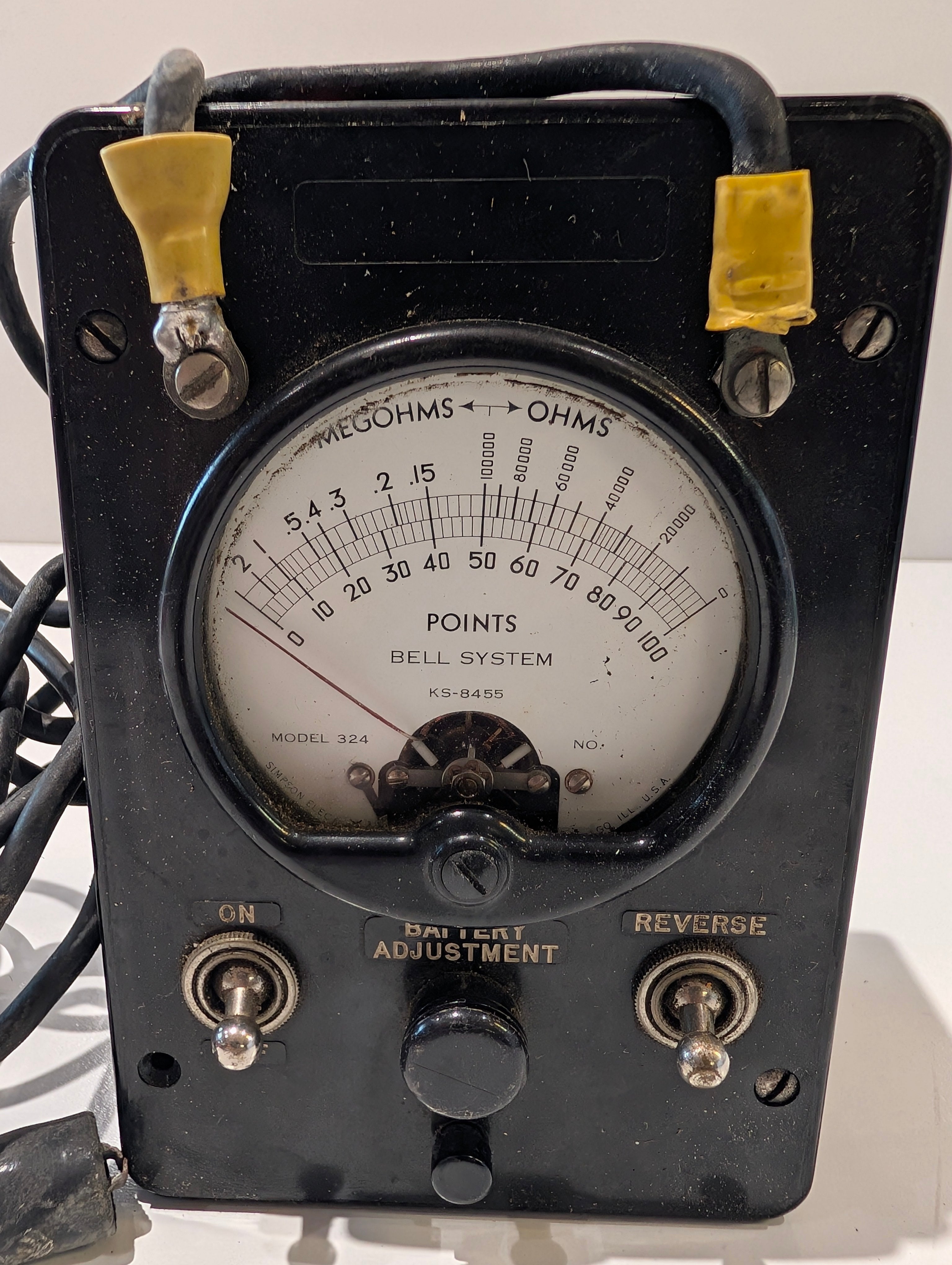 Vintage Bell System KS-8455 Model 324 Megohms Ohms Line Tester Meter USA