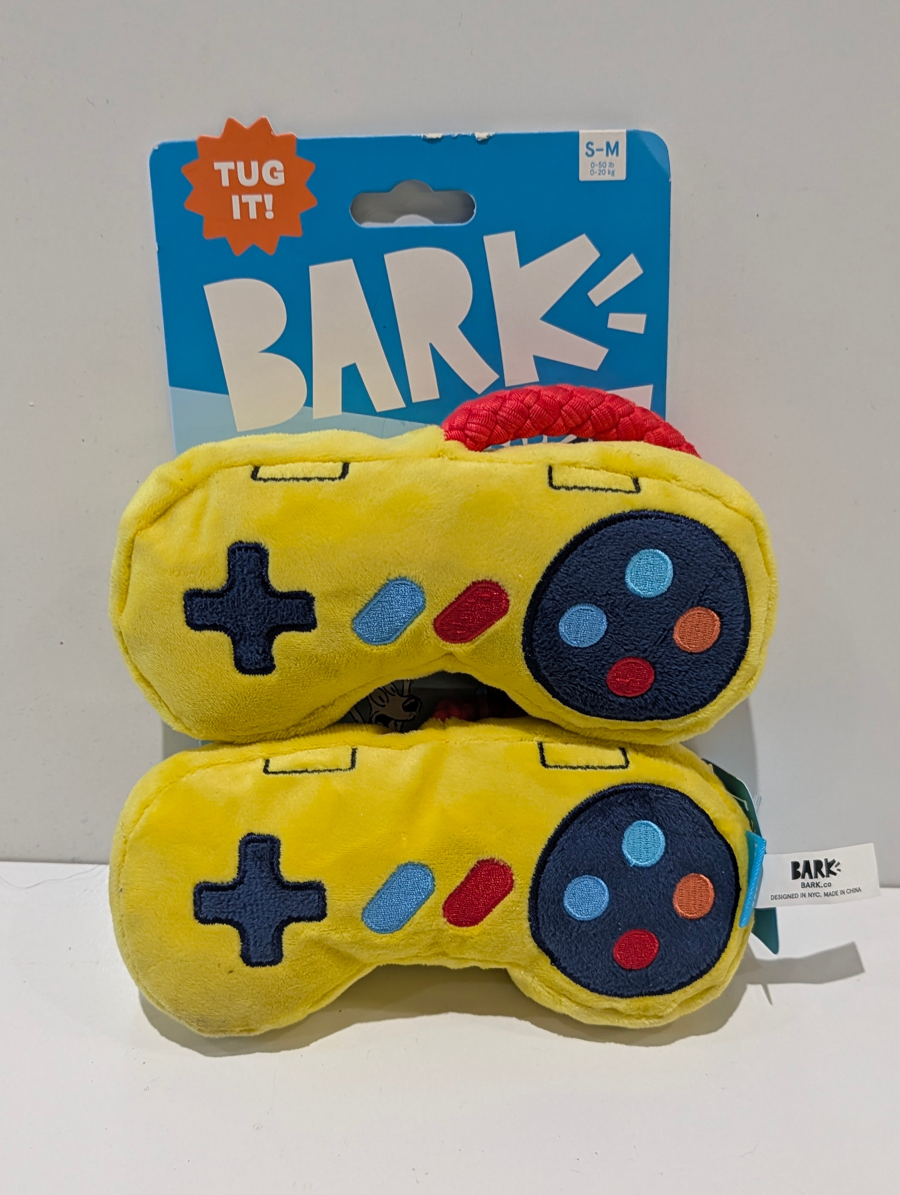 BARK Plush Video Game Controller Dog Toy Tug It Rope Chew Toy S-M Size
