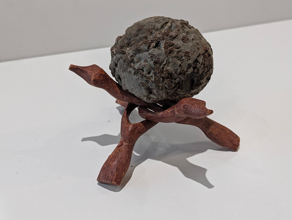 Vintage Brutalist Abstract Bird Sculpture Stone Sphere Mid Century Modern Art