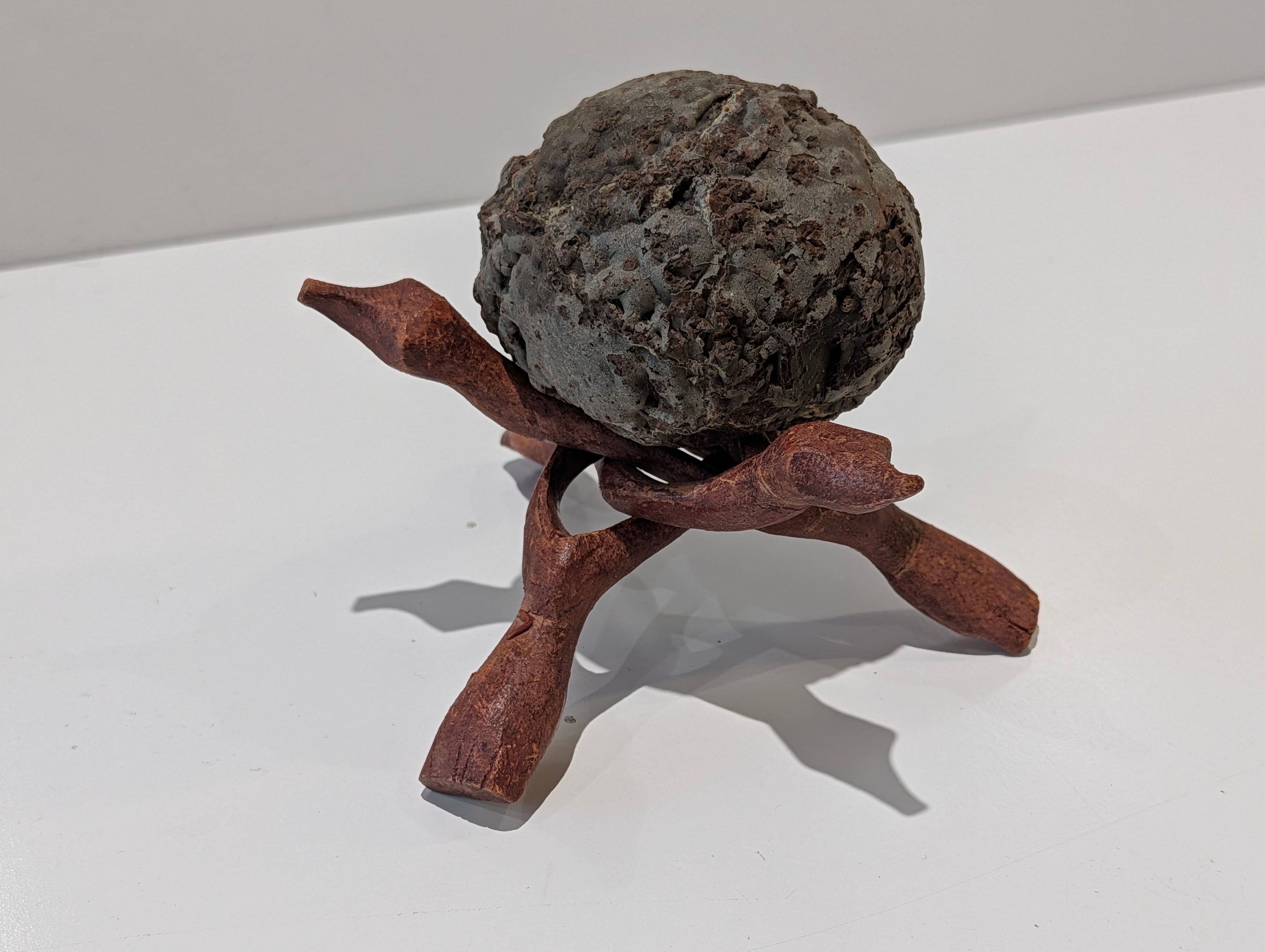 Vintage Brutalist Abstract Bird Sculpture Stone Sphere Mid Century Modern Art