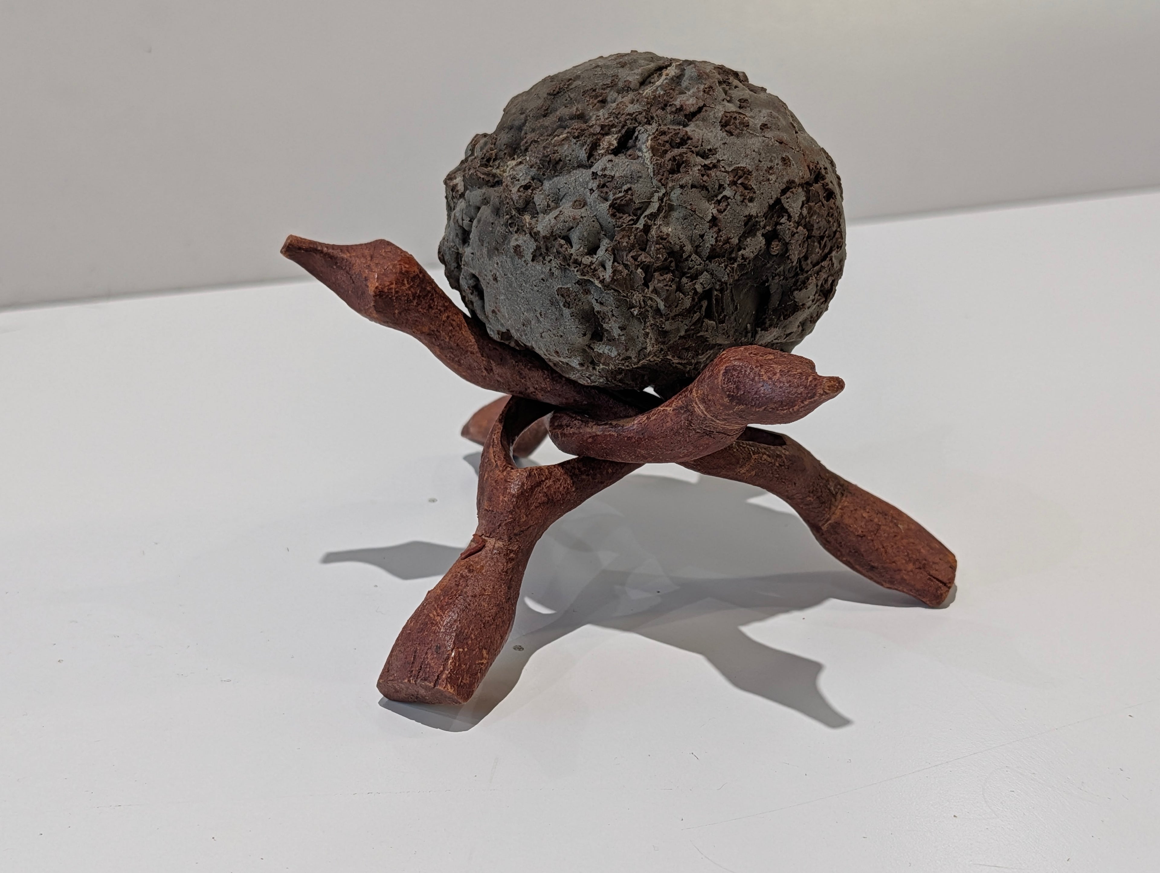 Vintage Brutalist Abstract Bird Sculpture Stone Sphere Mid Century Modern Art