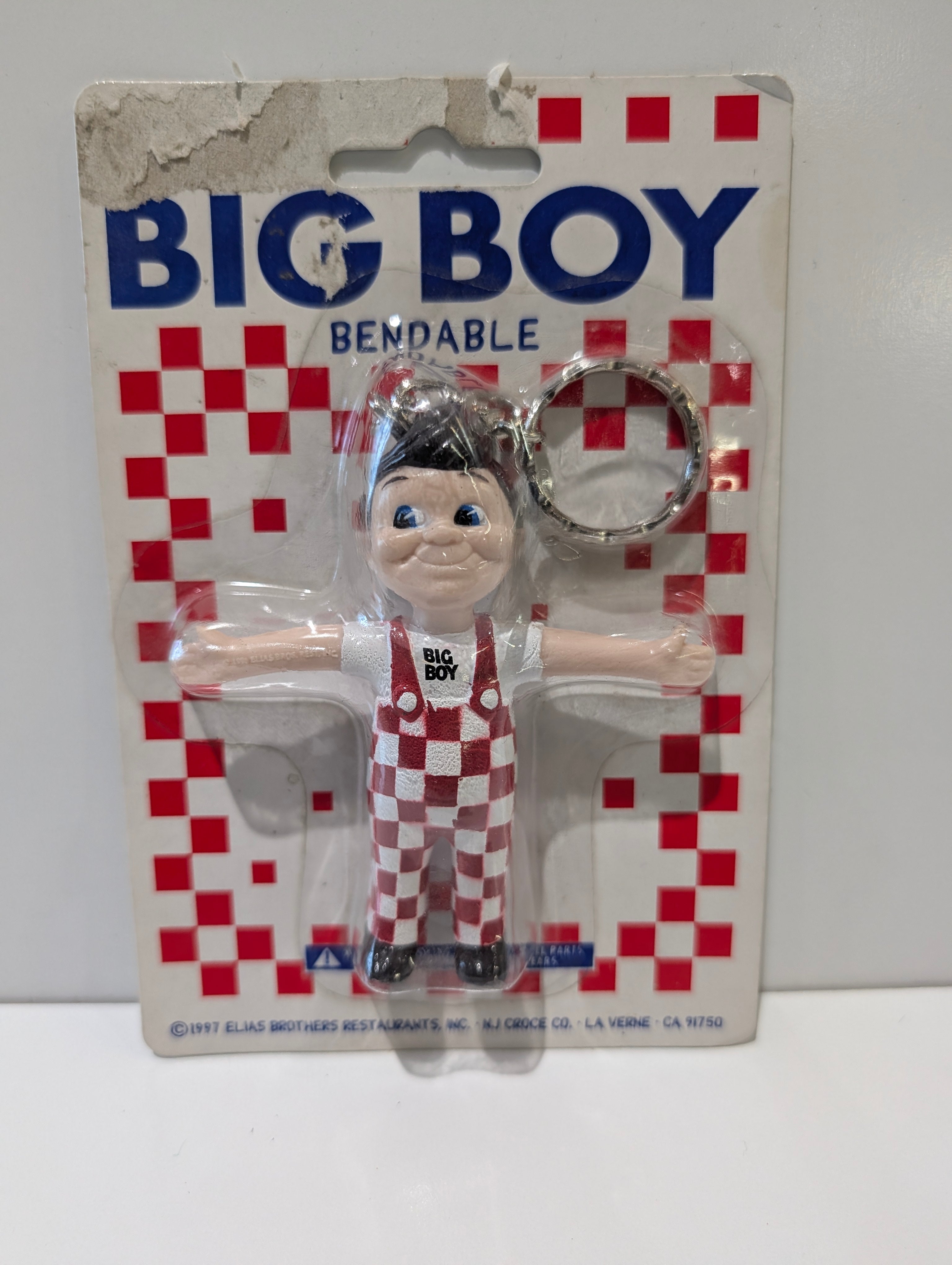 Vintage 1997 Big Boy Bendable Keychain Figure Sealed Restaurant Mascot Toy NOS