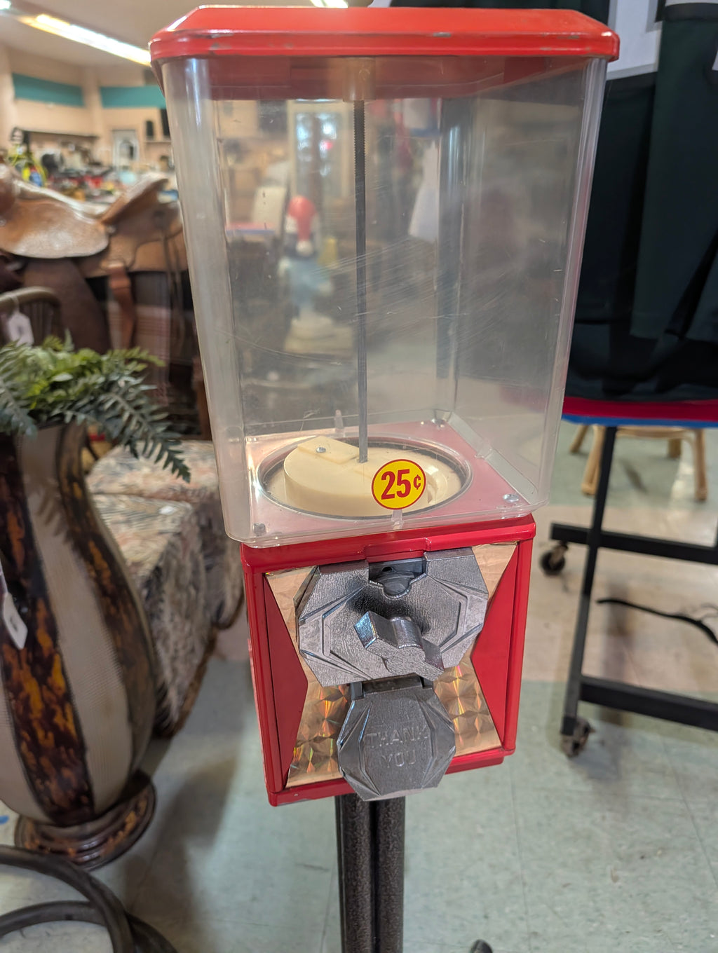 Vintage Northwestern 25 Cent Candy Gumball Machine Stand Red Metal Display
