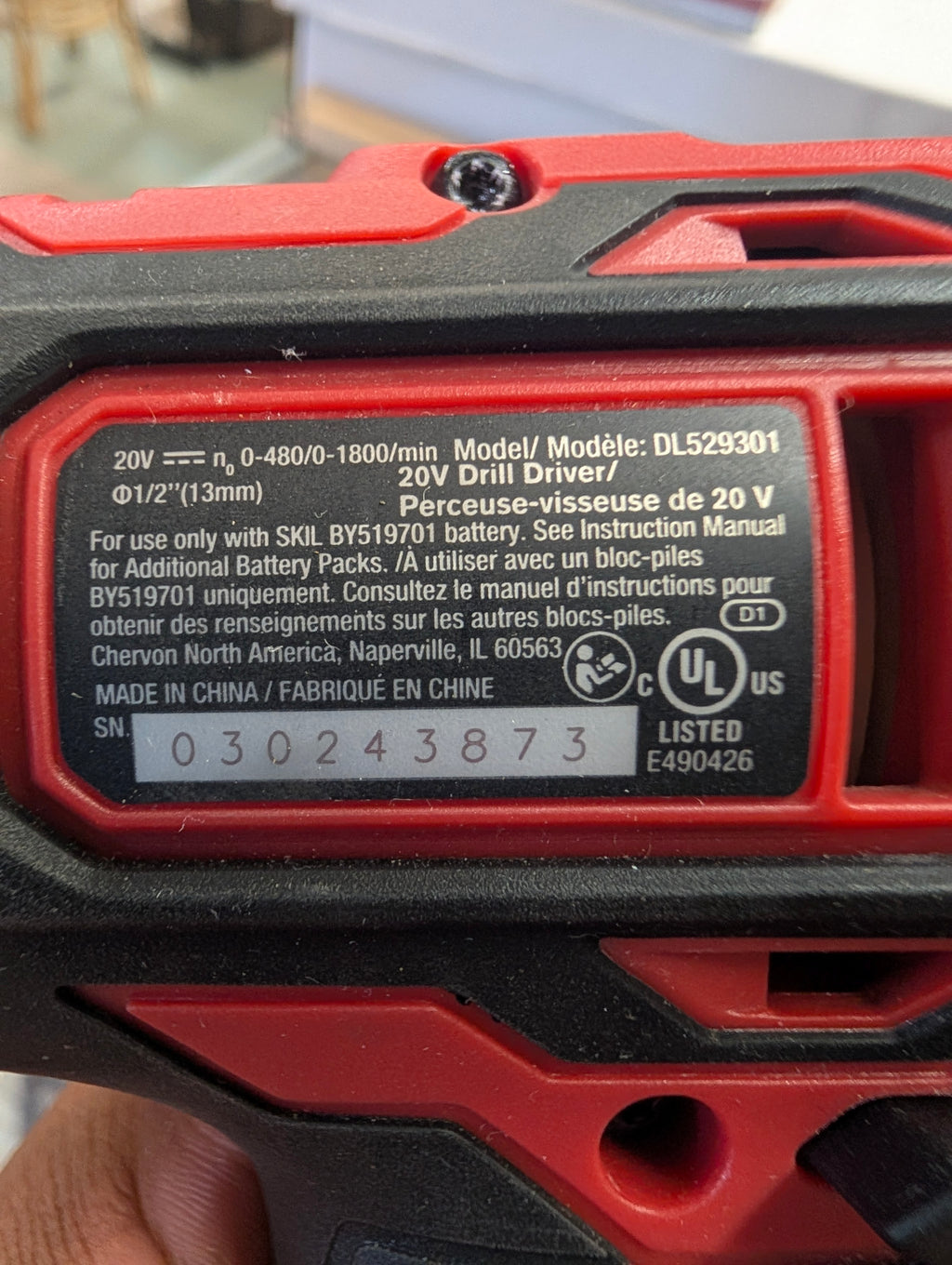 SKIL DL529301 20V Cordless Drill Driver 1/2 Inch Keyless Chuck Power Tool