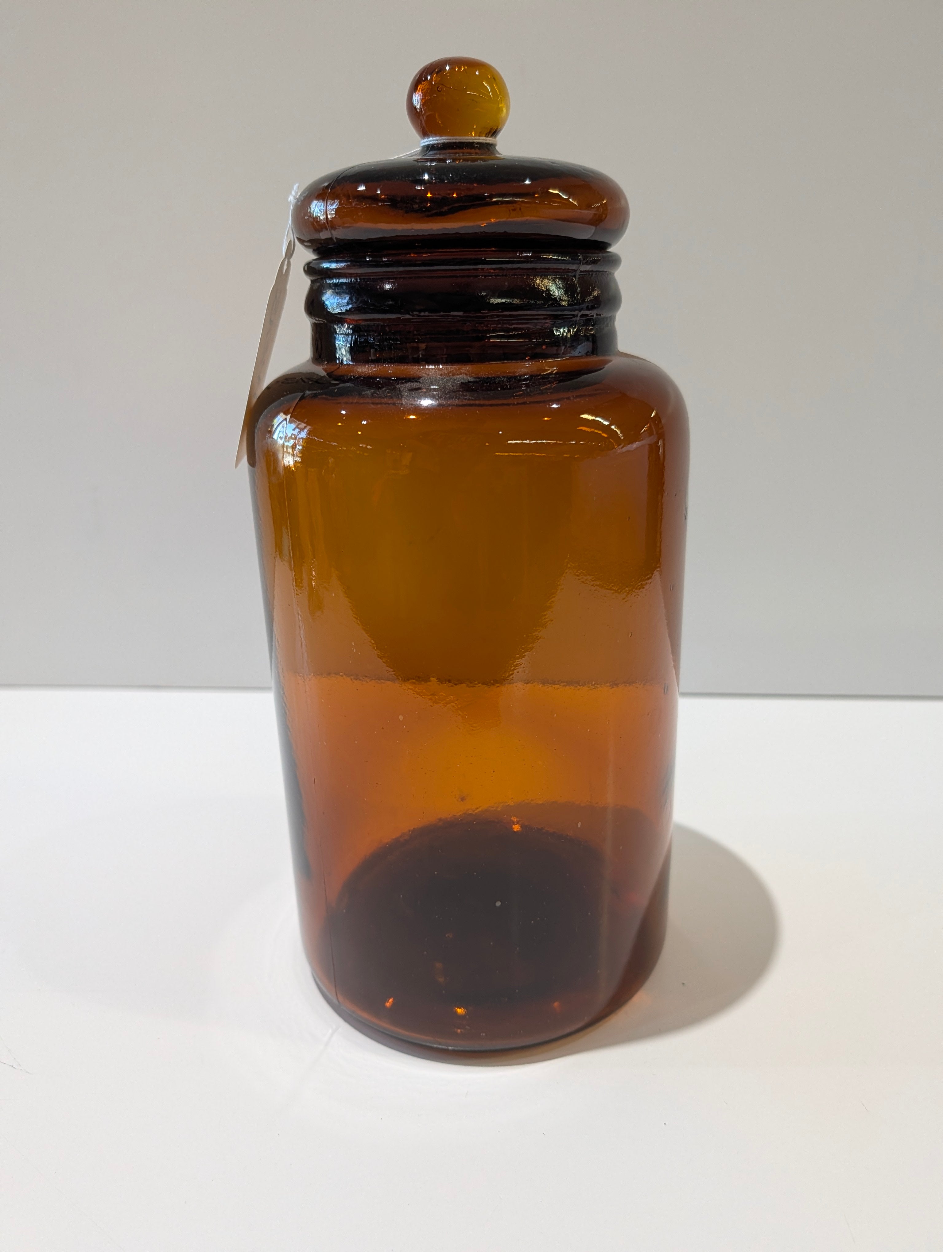 Vintage Amber Glass Apothecary Candy Jar With Lid Pharmacy Display Canister