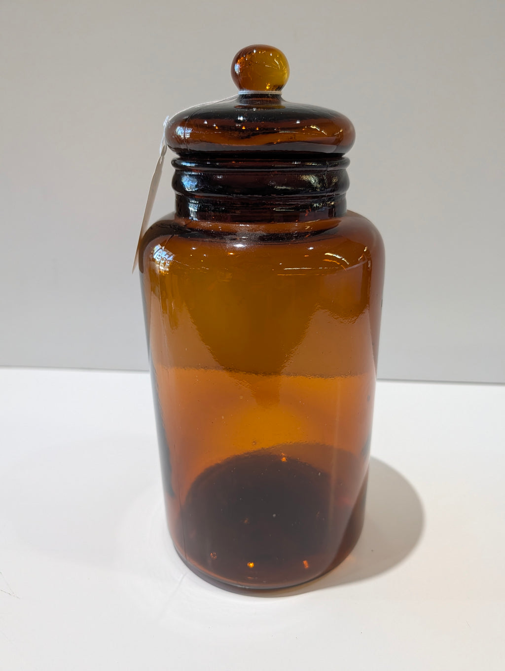 Vintage Amber Glass Apothecary Candy Jar With Lid Pharmacy Display Canister