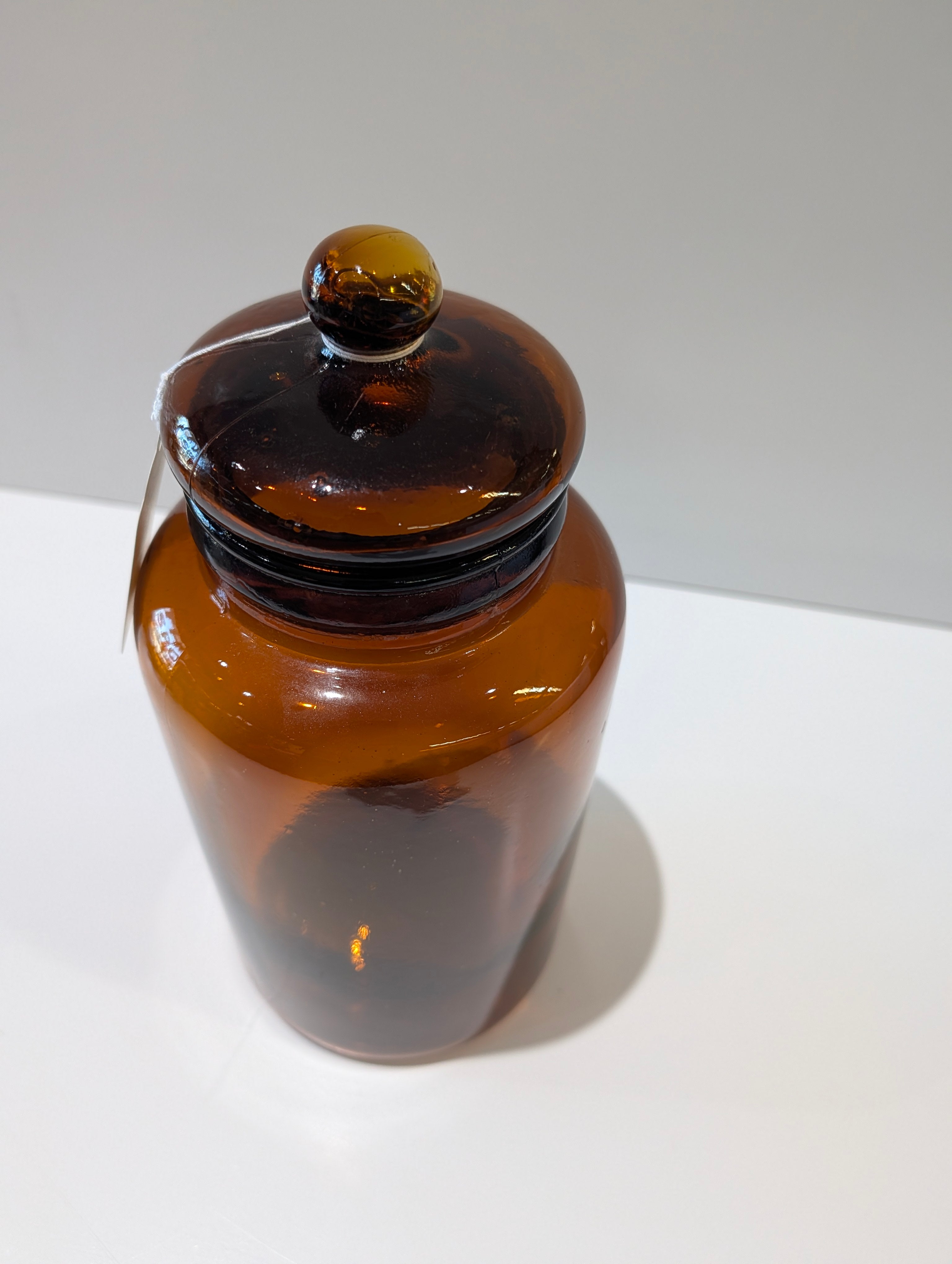 Vintage Amber Glass Apothecary Candy Jar With Lid Pharmacy Display Canister