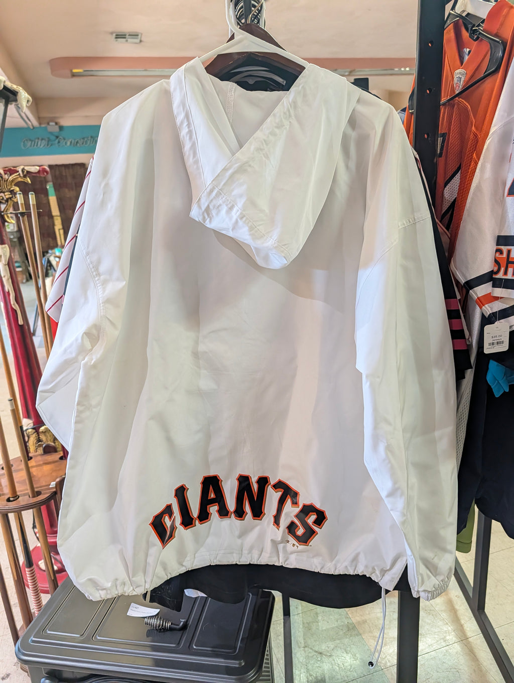 Champion San Francisco Giants White Hooded Pullover Windbreaker Jacket XXL