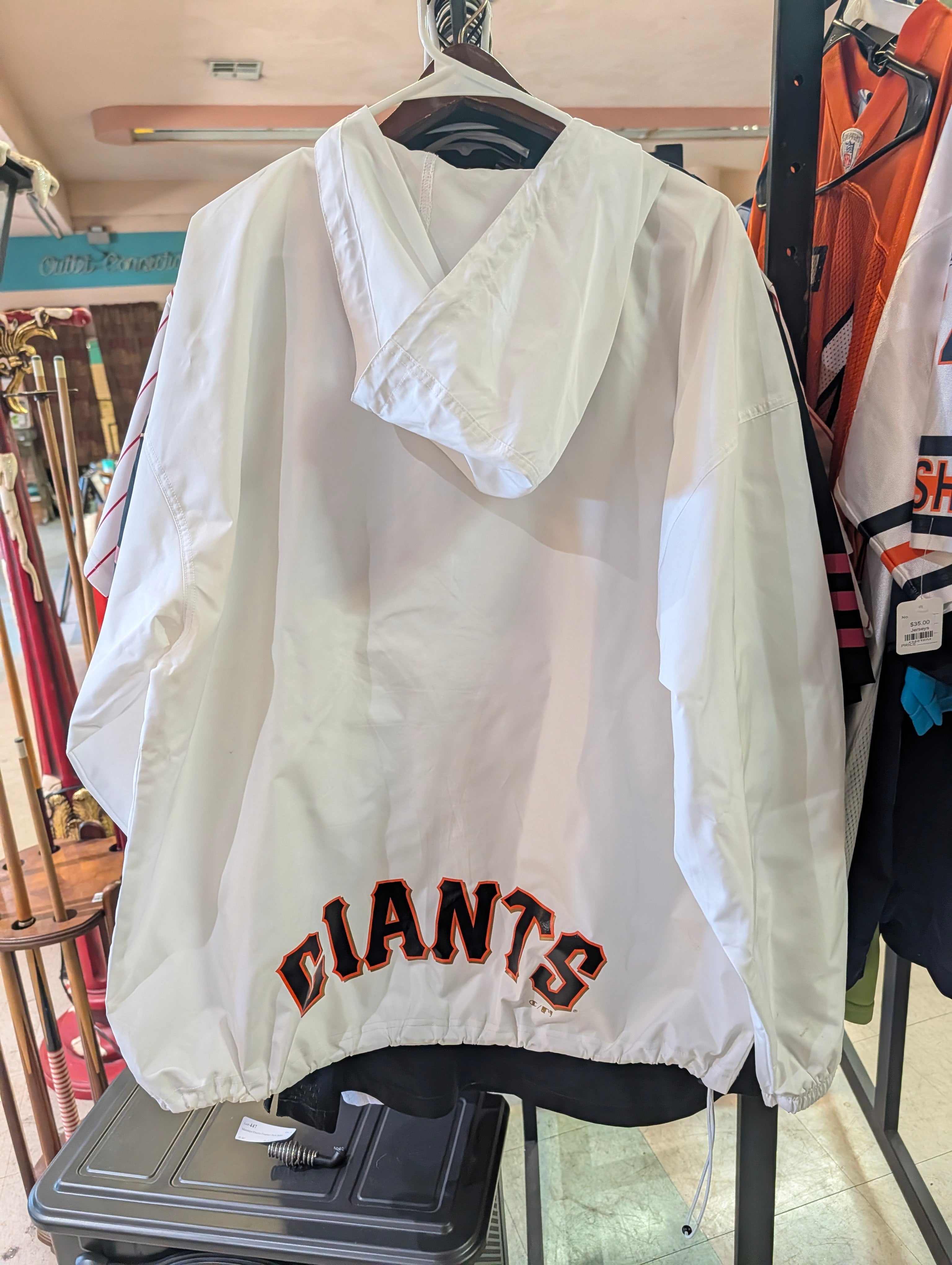 Champion San Francisco Giants White Hooded Pullover Windbreaker Jacket XXL