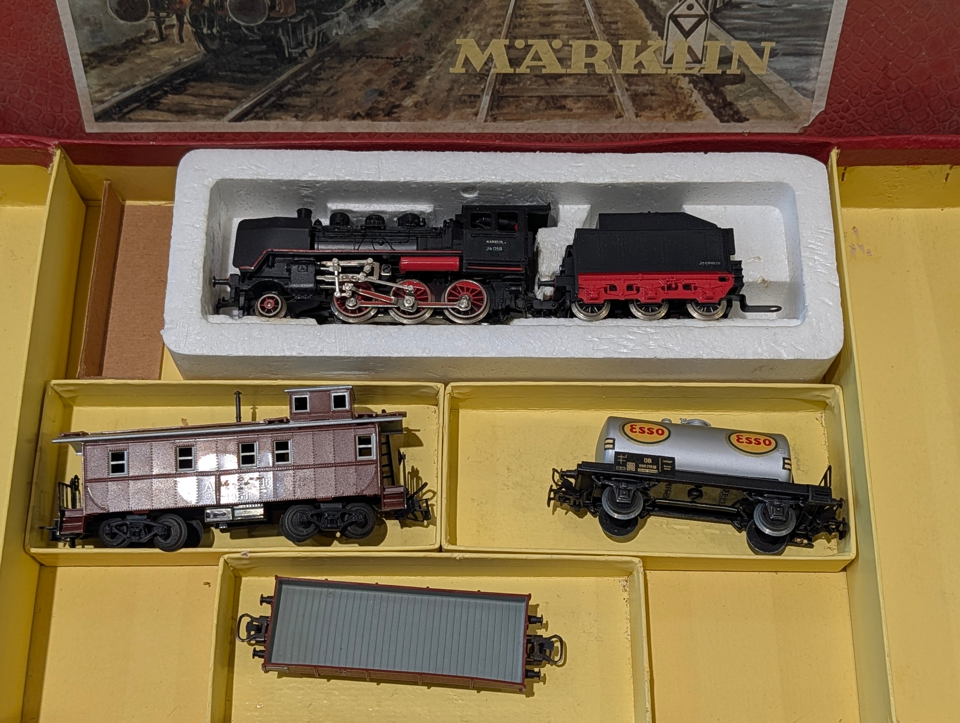 Vintage Märklin HO 3003 Steam Locomotive Train Set W Box Catalog Cars Germany
