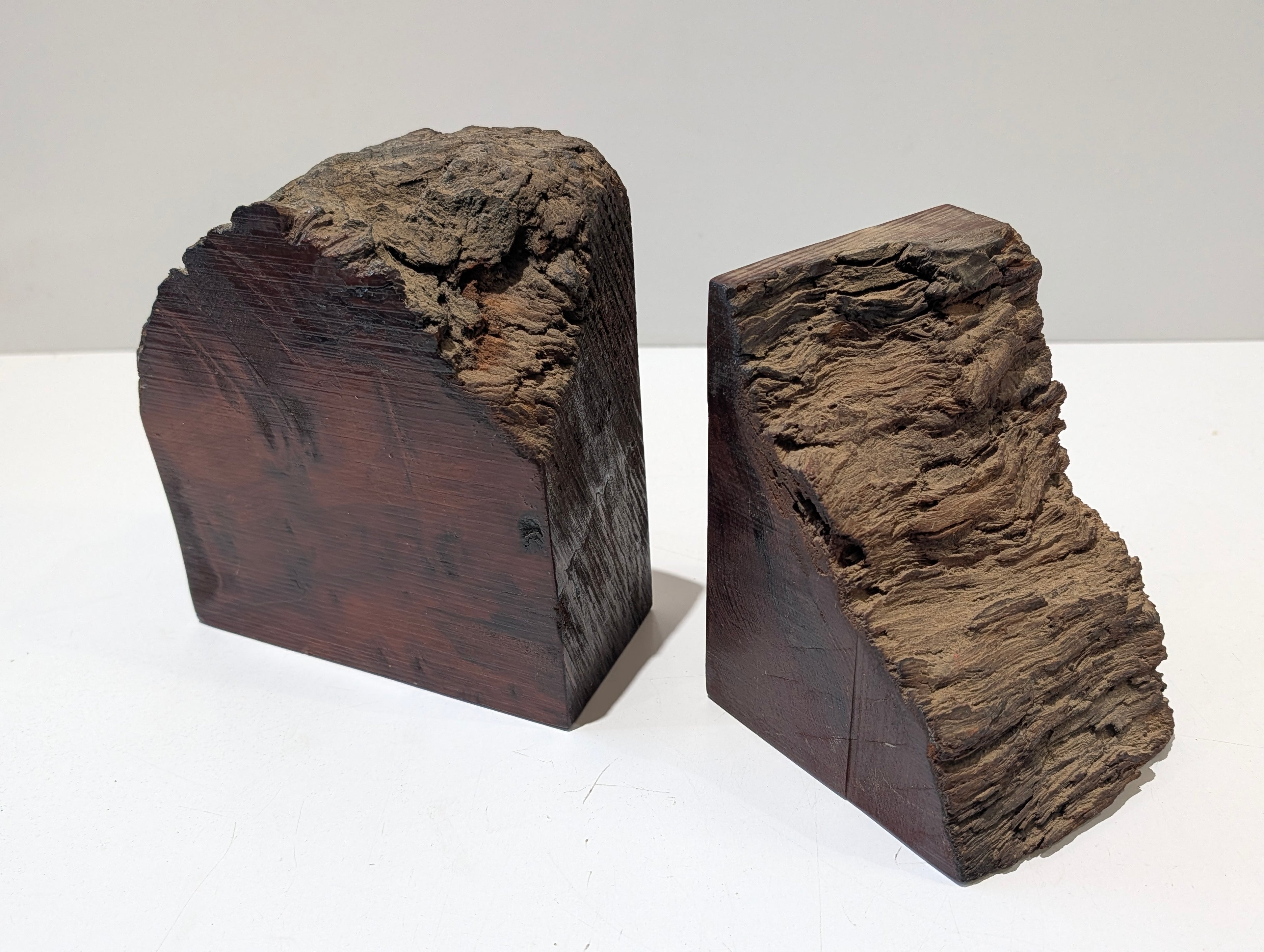 Vintage Natural Burl Wood Bookends Live Edge Rustic Cabin Lodge Decor Pair