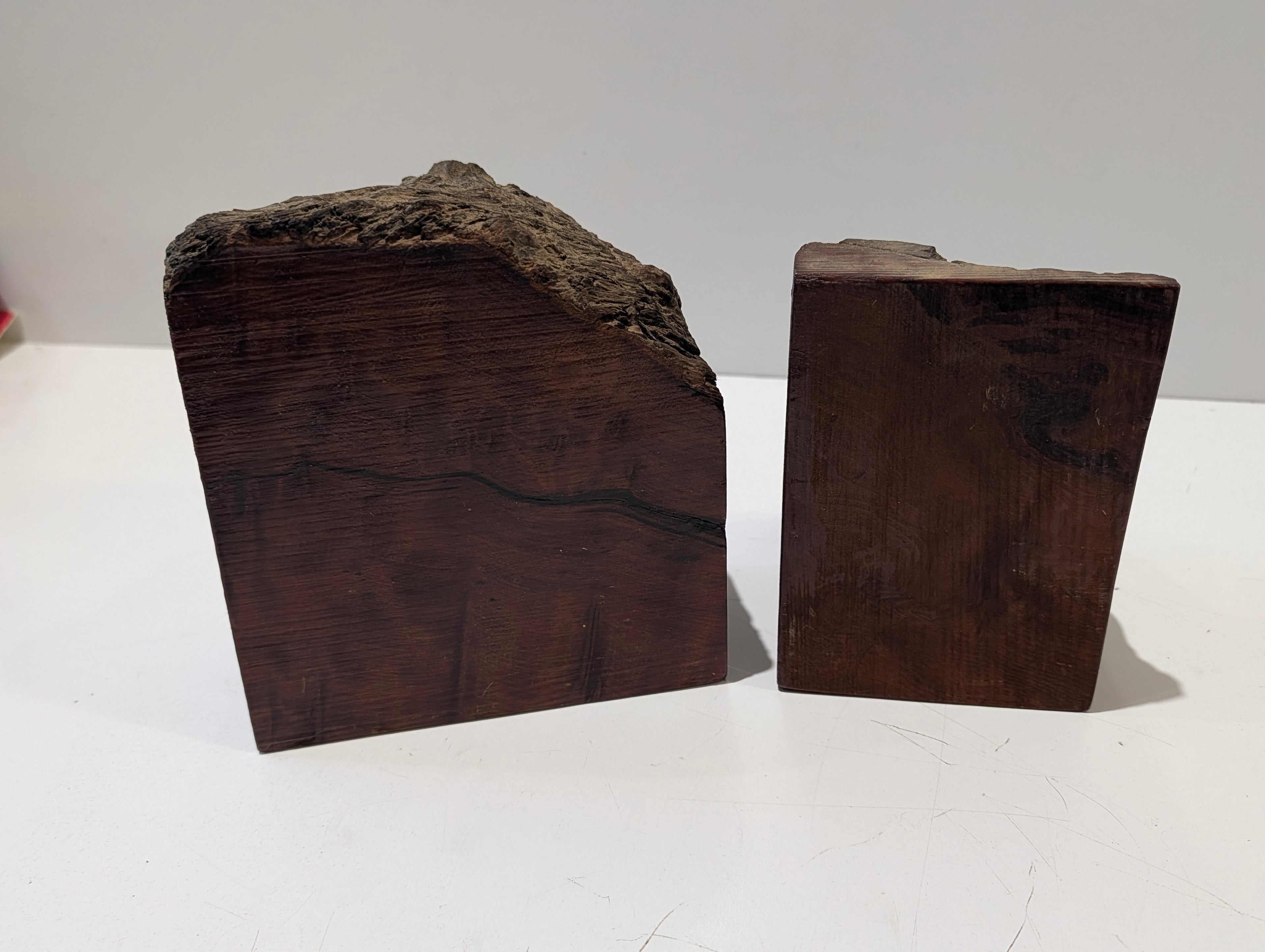 Vintage Natural Burl Wood Bookends Live Edge Rustic Cabin Lodge Decor Pair