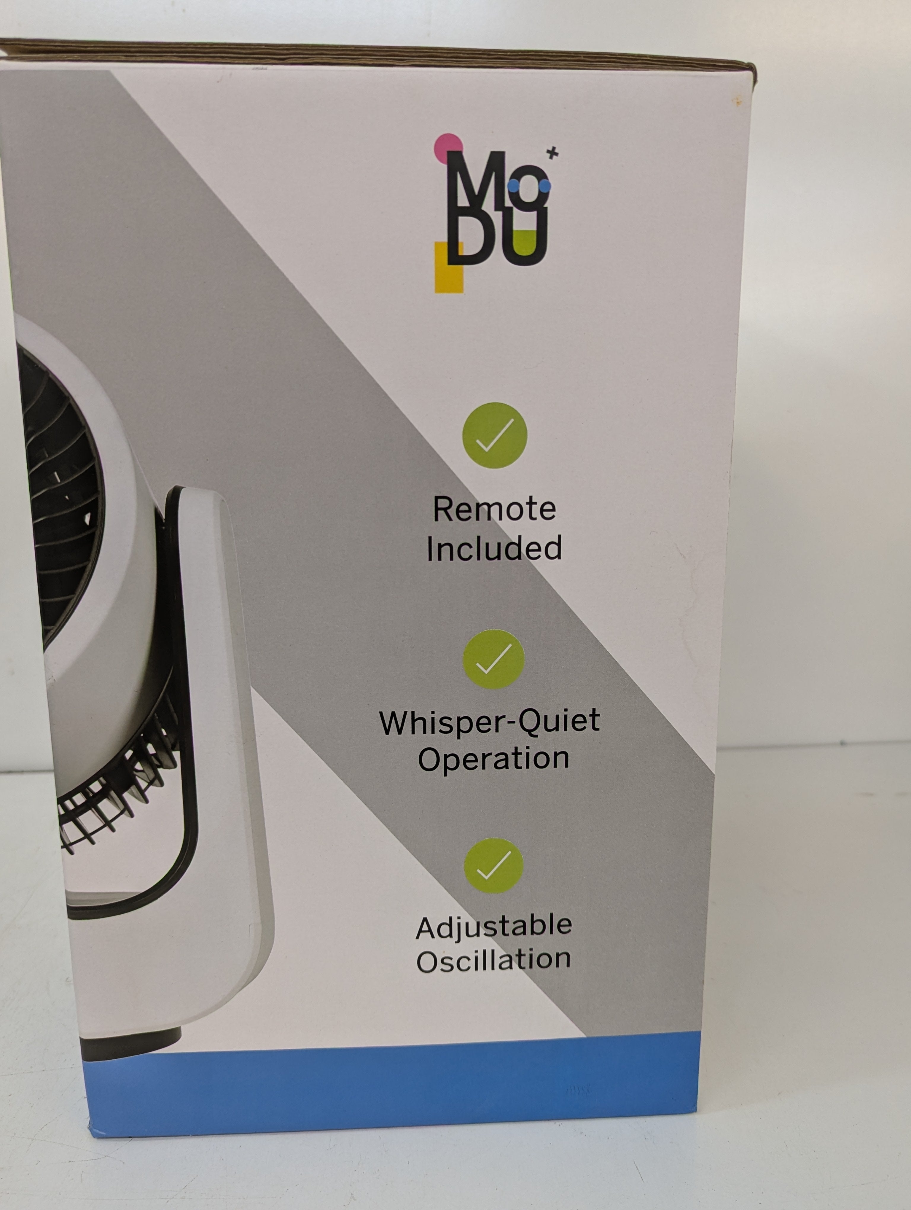 Mo+Bu MO-25003 Desk Fan Remote Included Whisper Quiet Adjustable Oscillation 120V