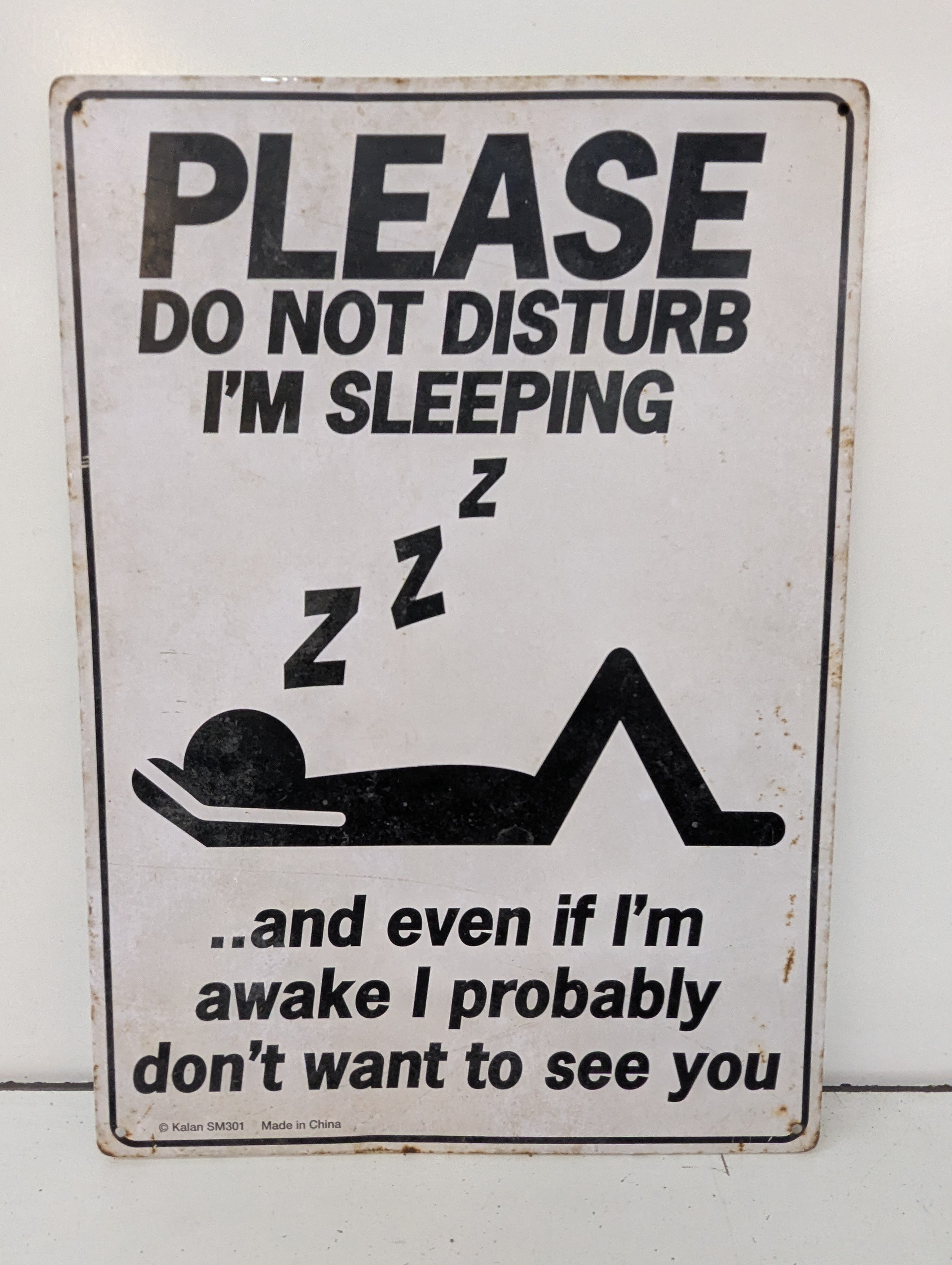 Funny Please Do Not Disturb I'm Sleeping Metal Tin Sign Man Cave Wall Decor Plaque
