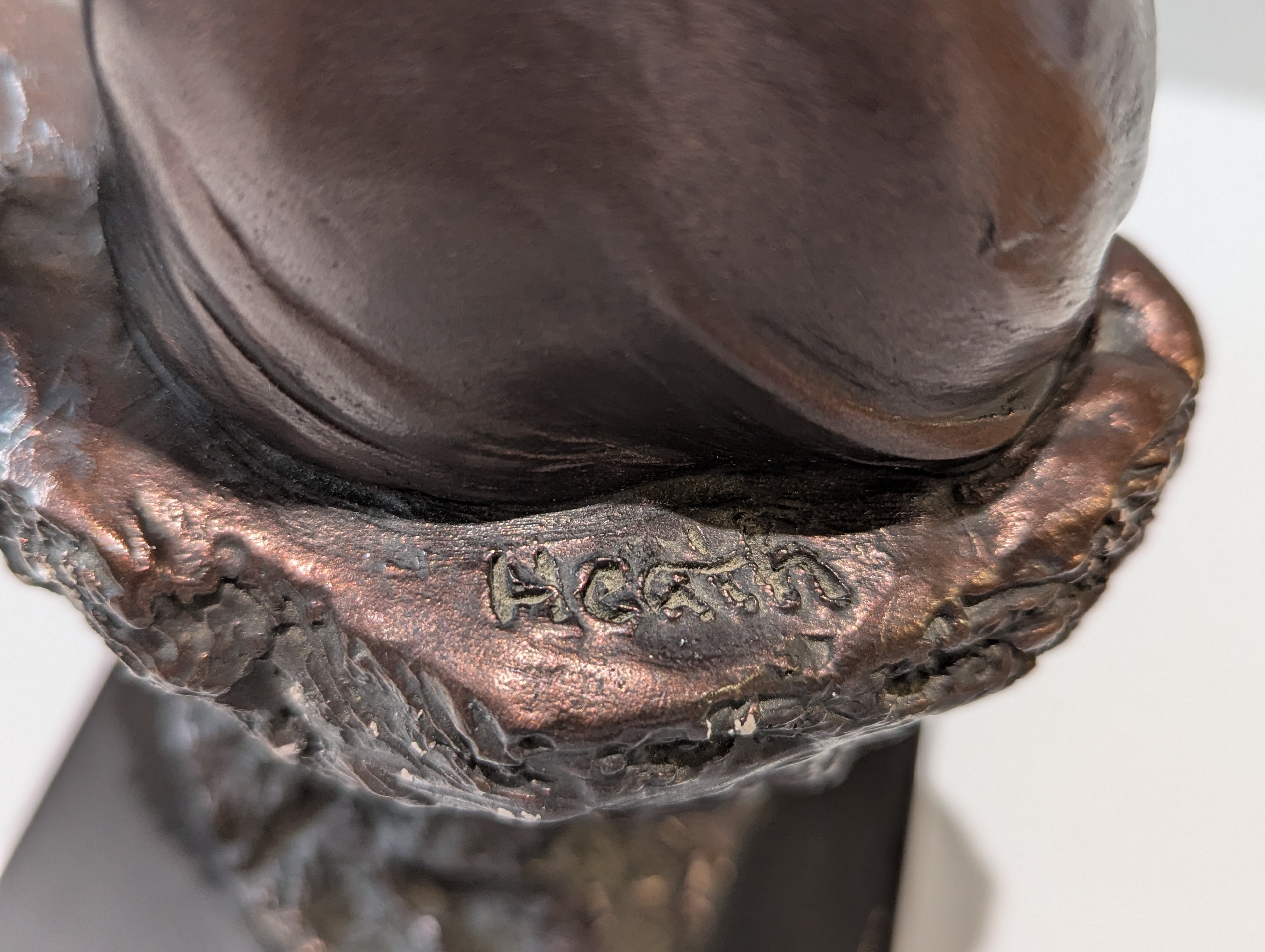 Austin Sculpture Seated Woman Holding Shell Bronze Finish Figurine Signed Accent Decor