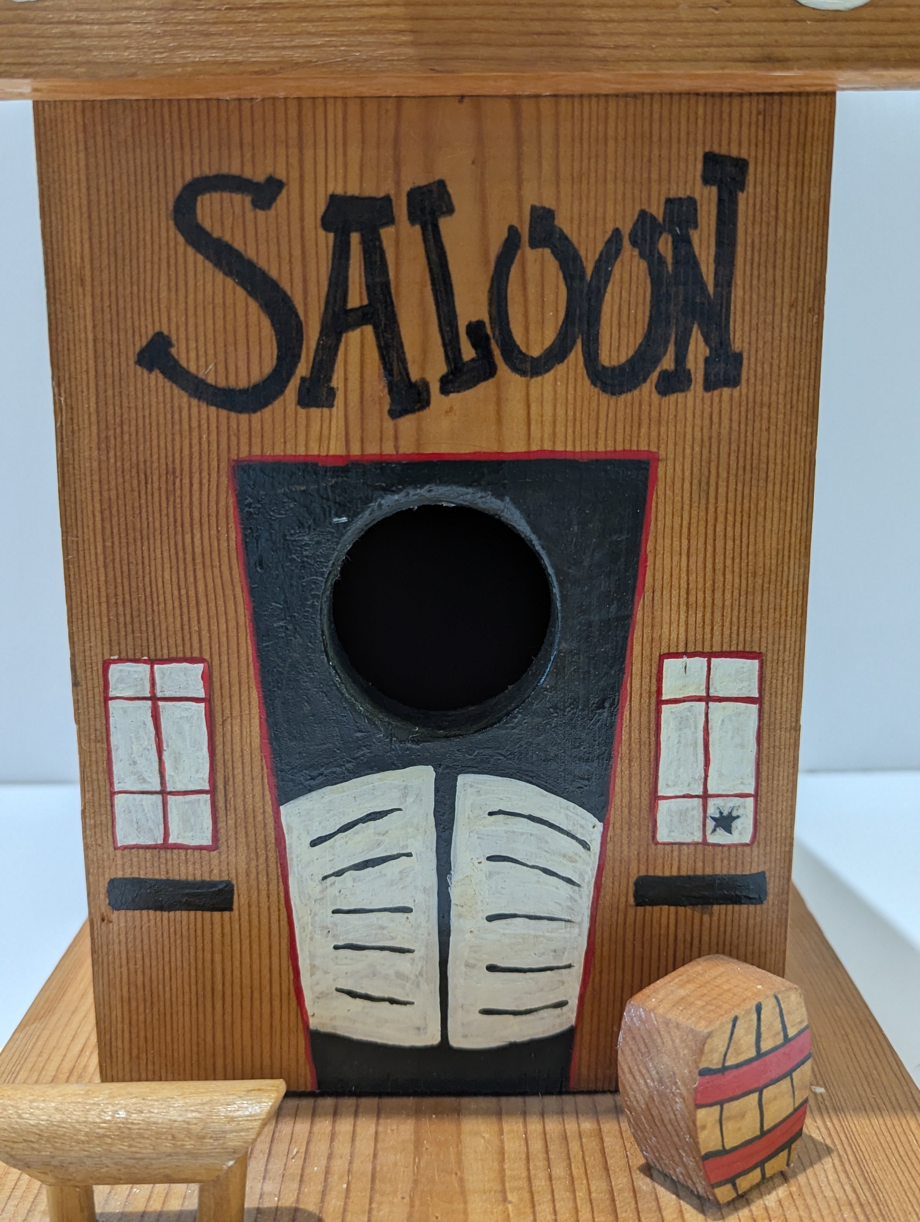 Handcrafted Western Saloon Wooden Birdhouse Rustic Horseshoe Cowboy Decor Cedar
