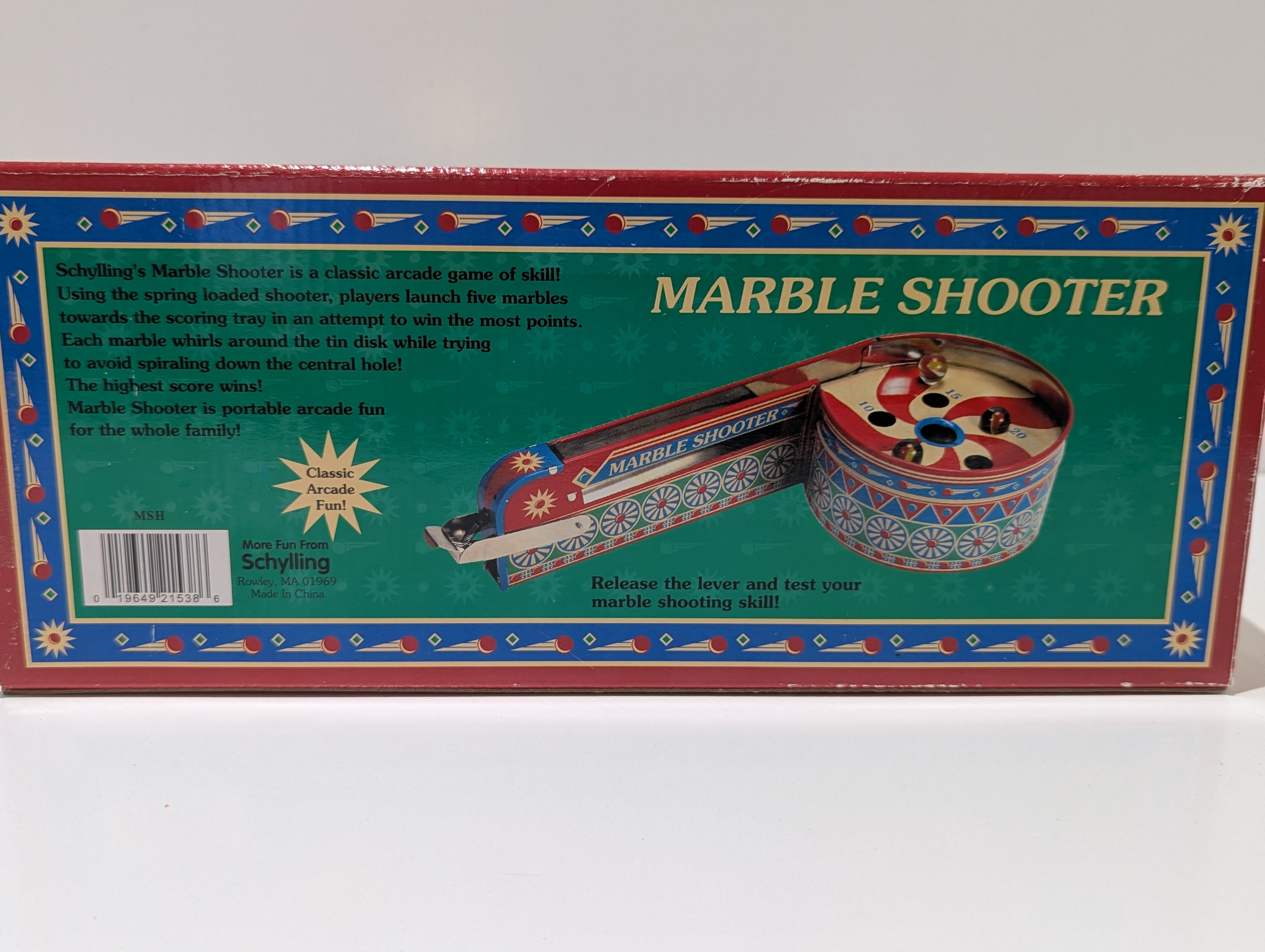 Schylling Classic Tin Marble Shooter Arcade Skill Game With Original Box Vintage Style
