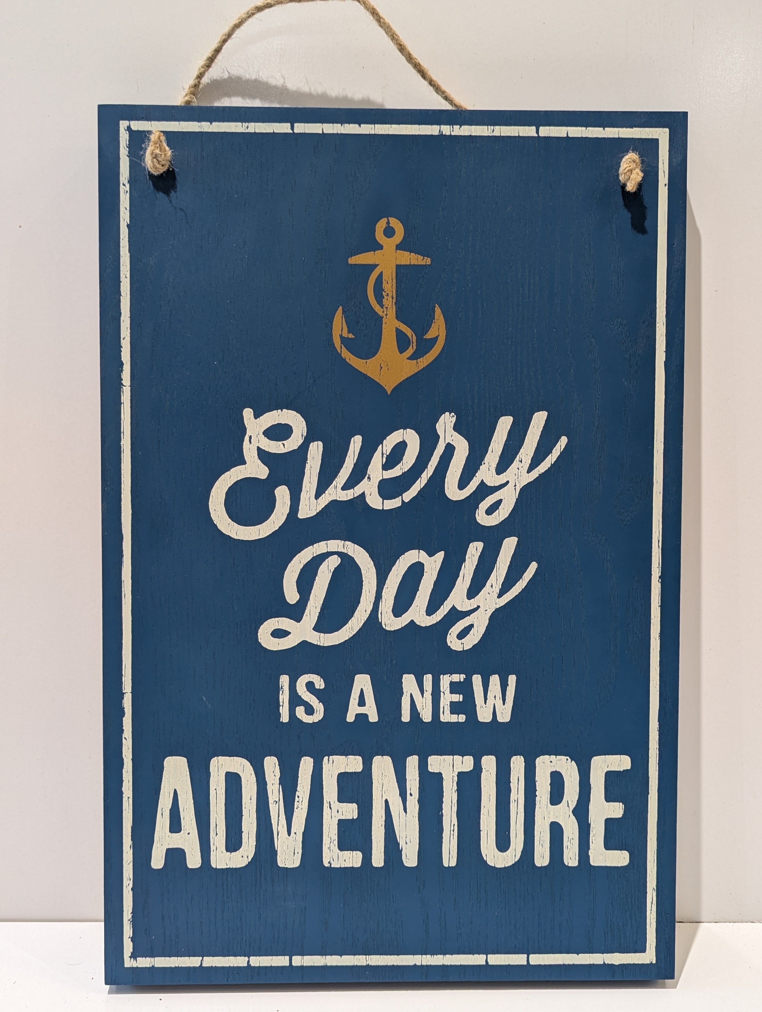 Nautical Every Day Is A New Adventure Wooden Wall Sign Anchor 12x18 Coastal Decor