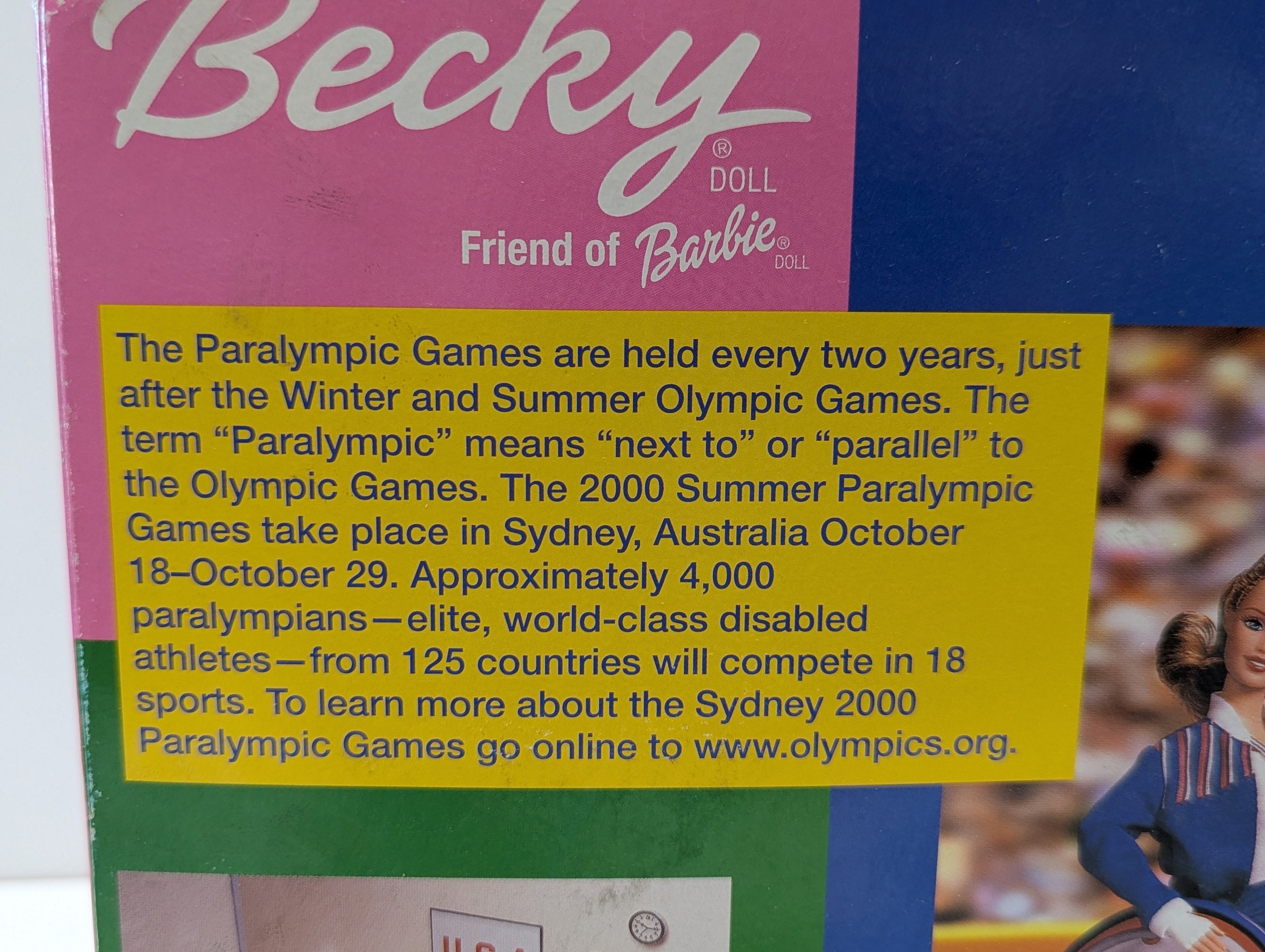 Vintage 2000 Mattel Becky Paralympic Champion Friend Of Barbie Doll NRFB Boxed