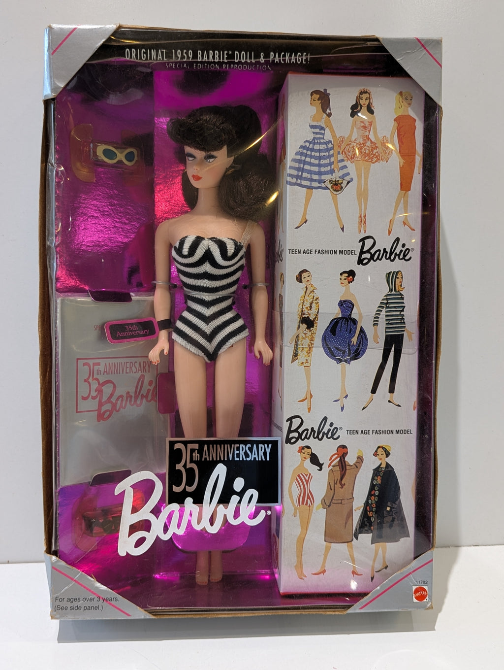 Vintage 1994 Mattel 35th Anniversary Barbie 1959 Reproduction Brunette Doll NRFB