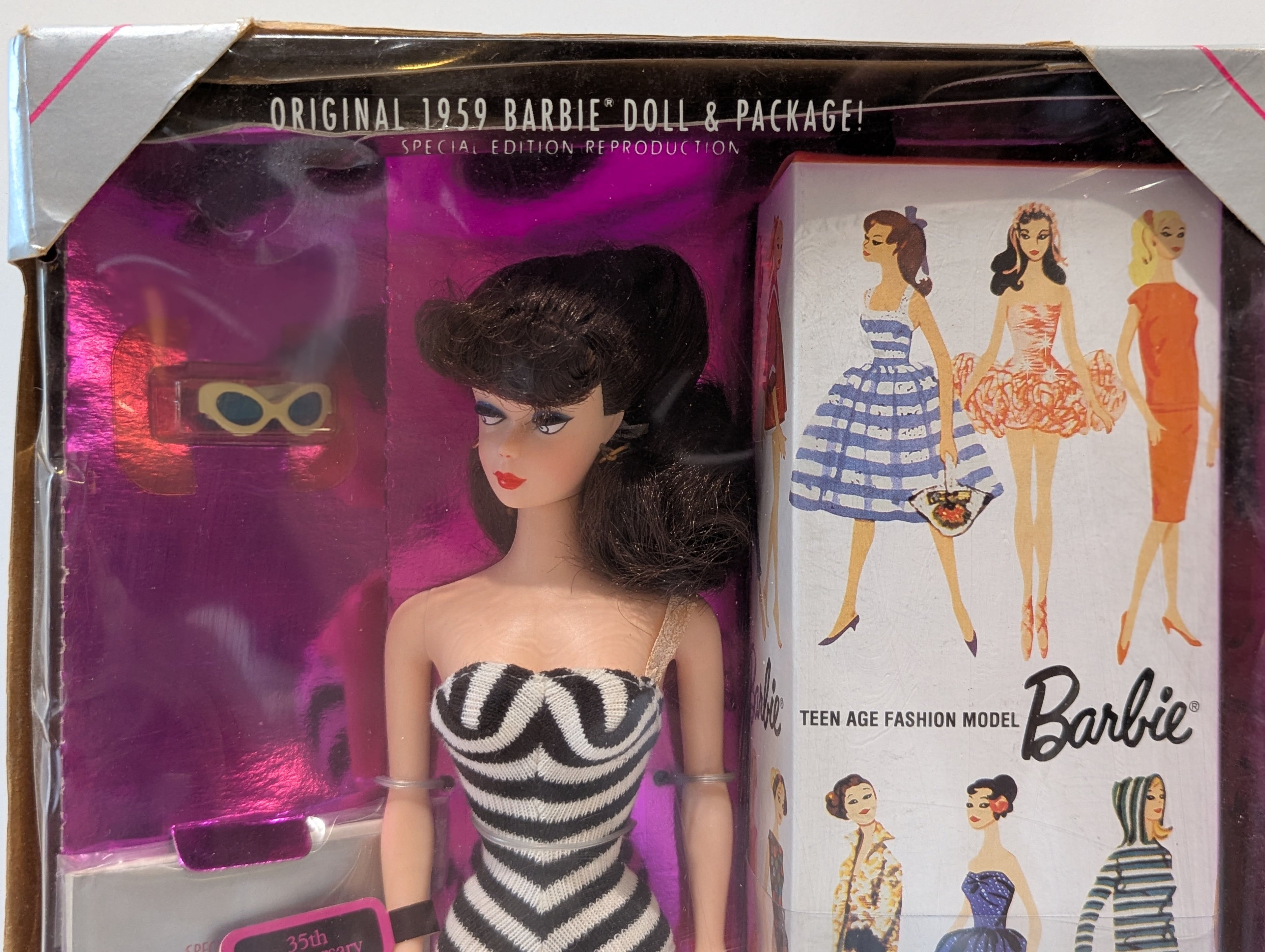 Vintage 1994 Mattel 35th Anniversary Barbie 1959 Reproduction Brunette Doll NRFB
