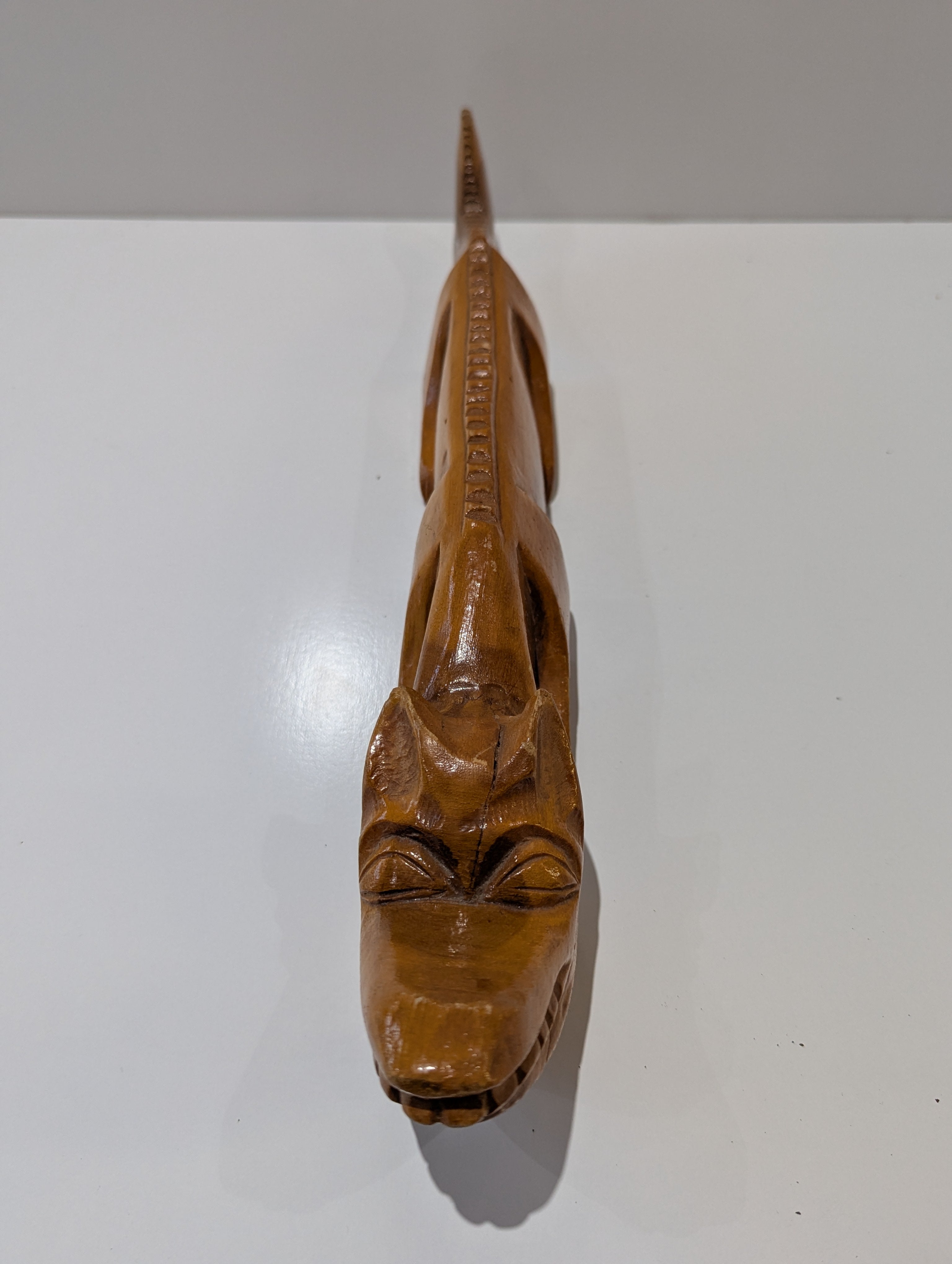 Vintage Hand Carved Wooden Crocodile Alligator Figurine Folk Art Safari Decor