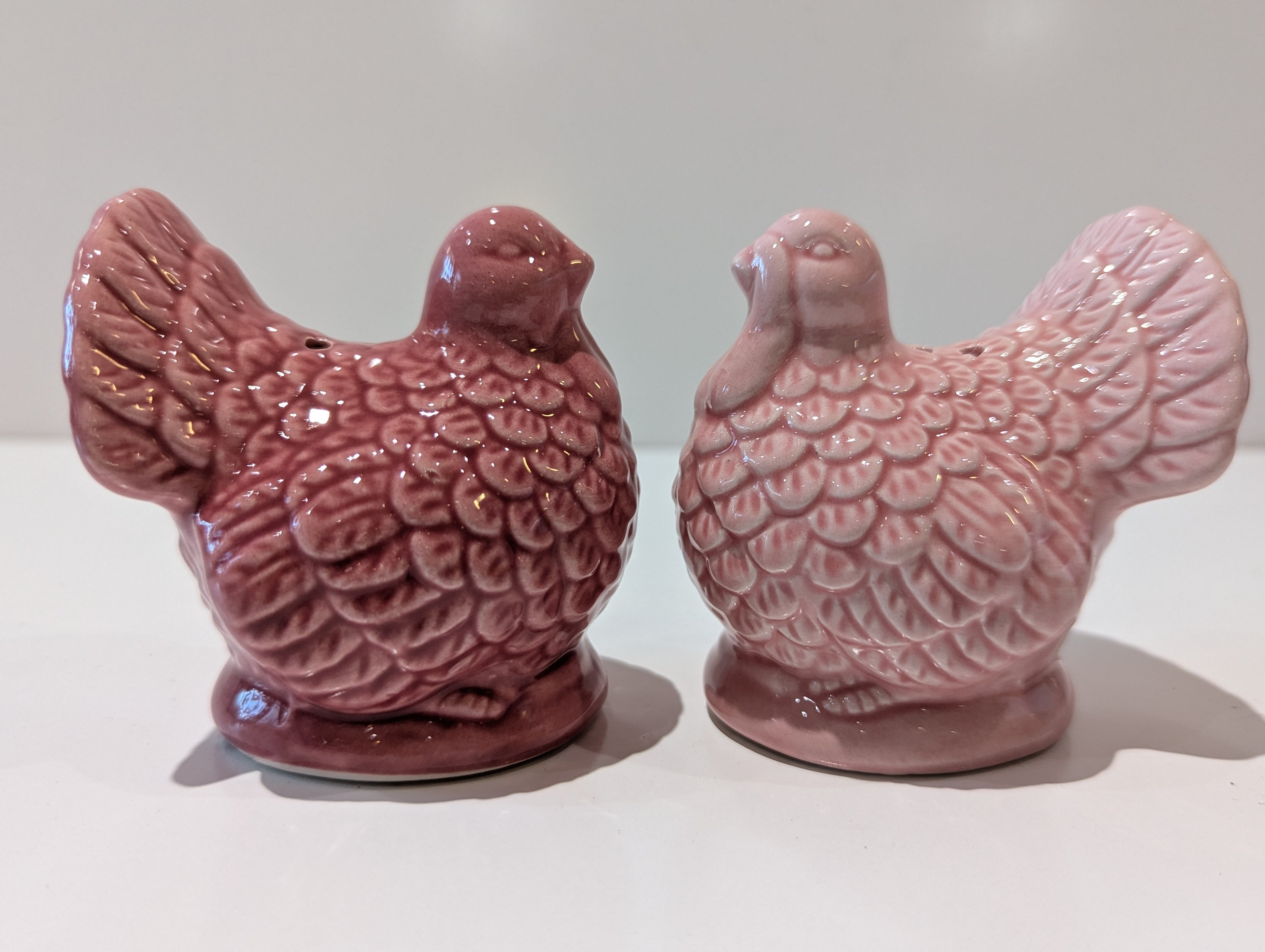 Vintage Pink Ceramic Turkey Salt & Pepper Shakers Thanksgiving Farmhouse Decor
