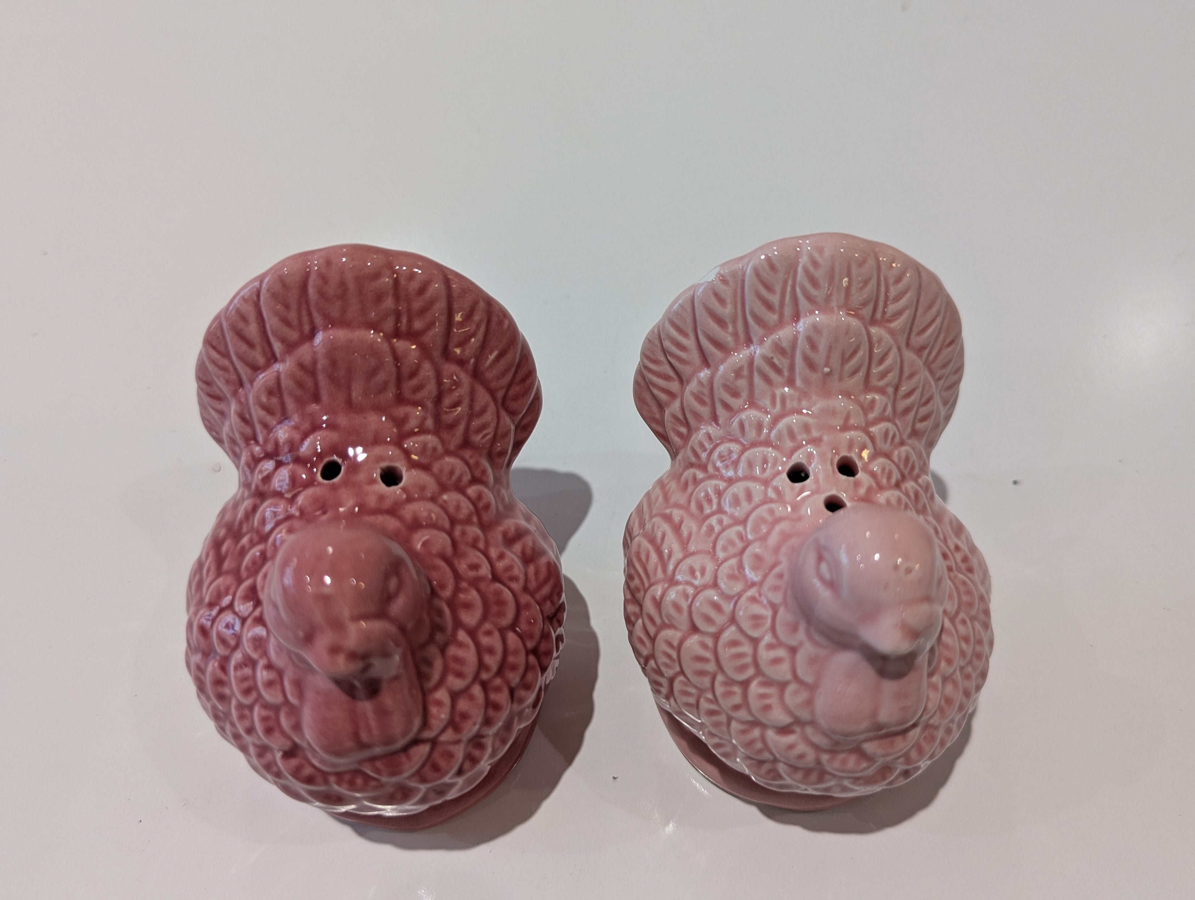Vintage Pink Ceramic Turkey Salt & Pepper Shakers Thanksgiving Farmhouse Decor