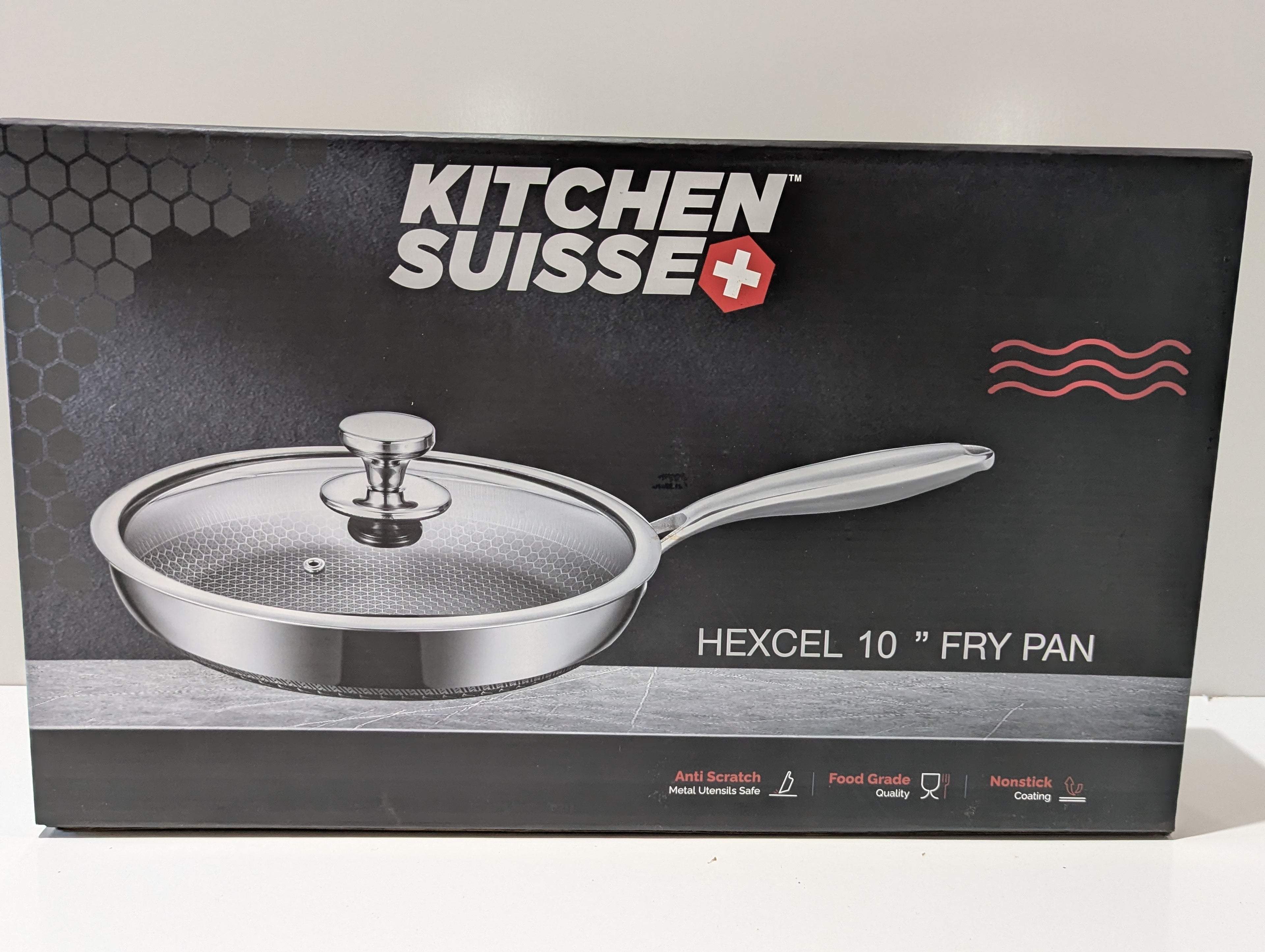 Kitchen Suisse Hexcel 10 Inch Nonstick Fry Pan With Glass Lid Honeycomb Induction