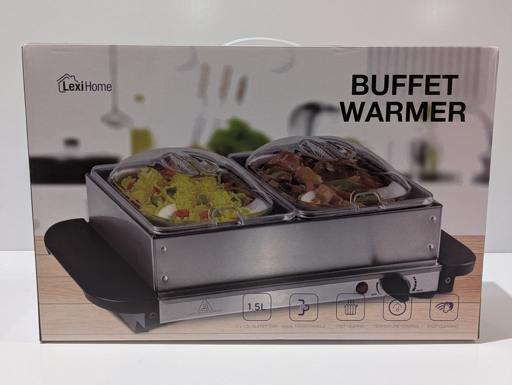 LexiHome Buffet Warmer Server 2 x 1.5L Stainless Steel Electric Food Warming Tray