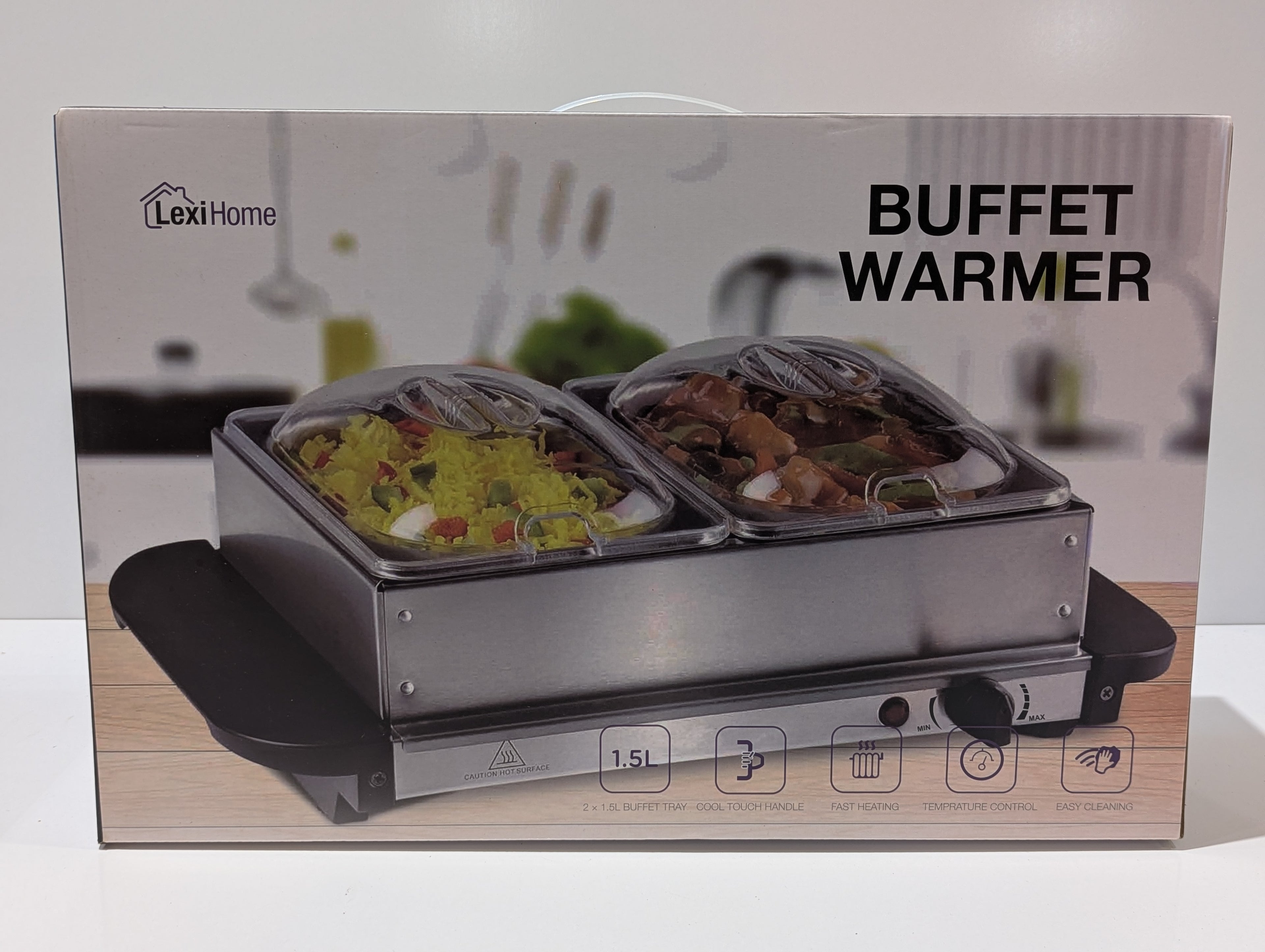 LexiHome Buffet Warmer Server 2 x 1.5L Stainless Steel Electric Food Warming Tray