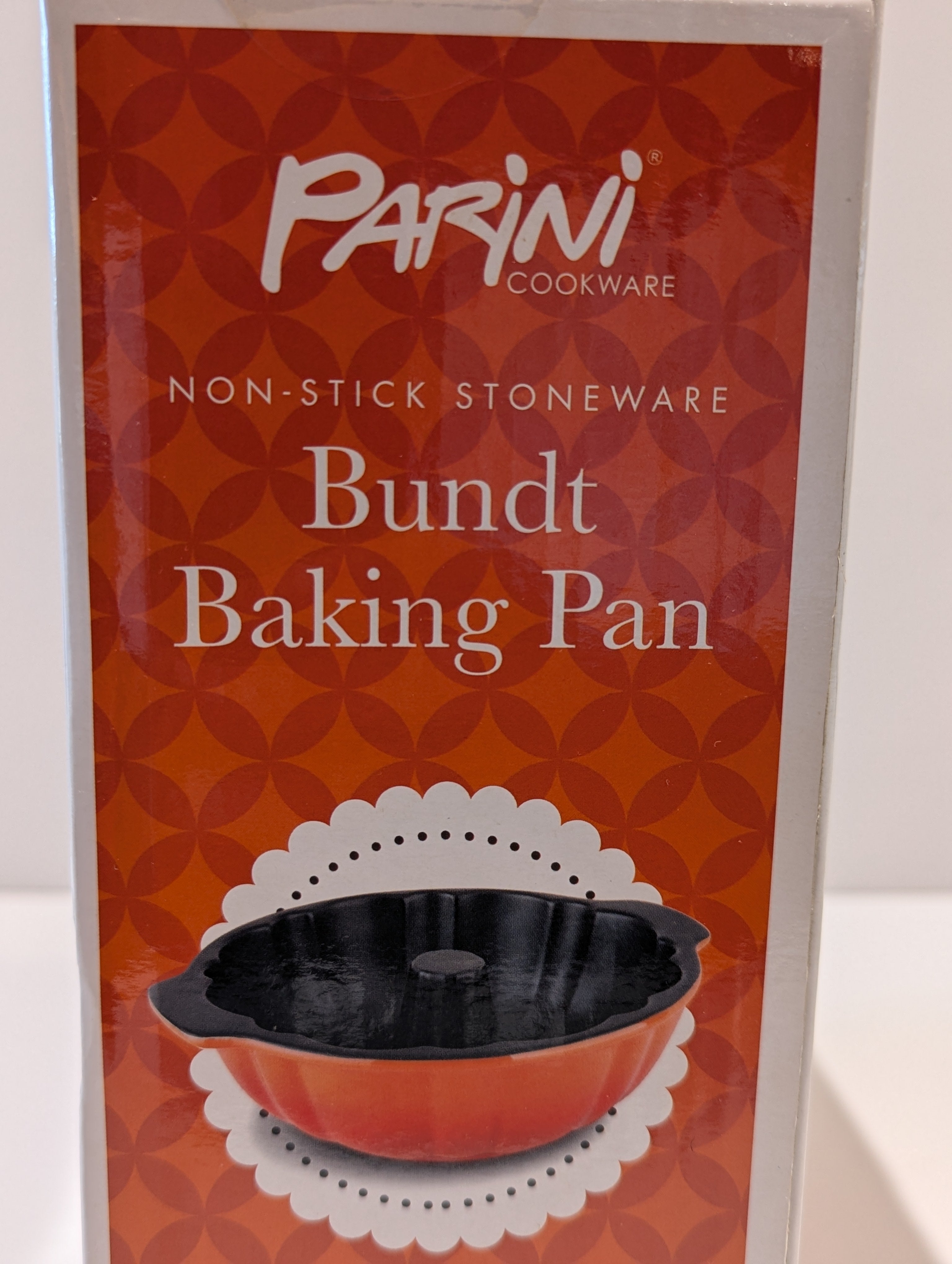 Parini Non-Stick Stoneware Bundt Baking Pan 9 x 3 Inch Ombre Orange New In Box