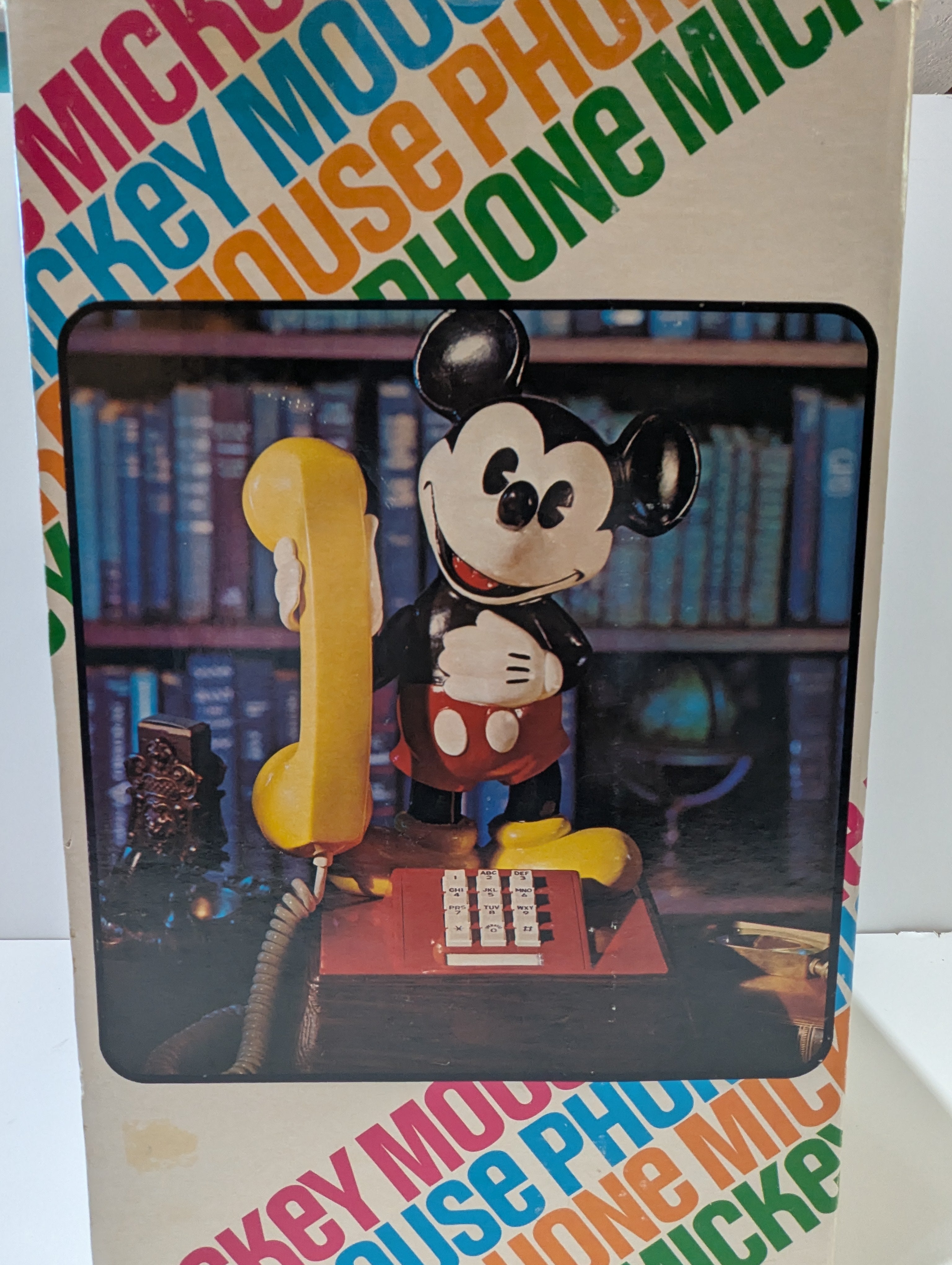 Vintage Disney Mickey Mouse Push Button Desk Telephone Landline Phone w/ Original Box