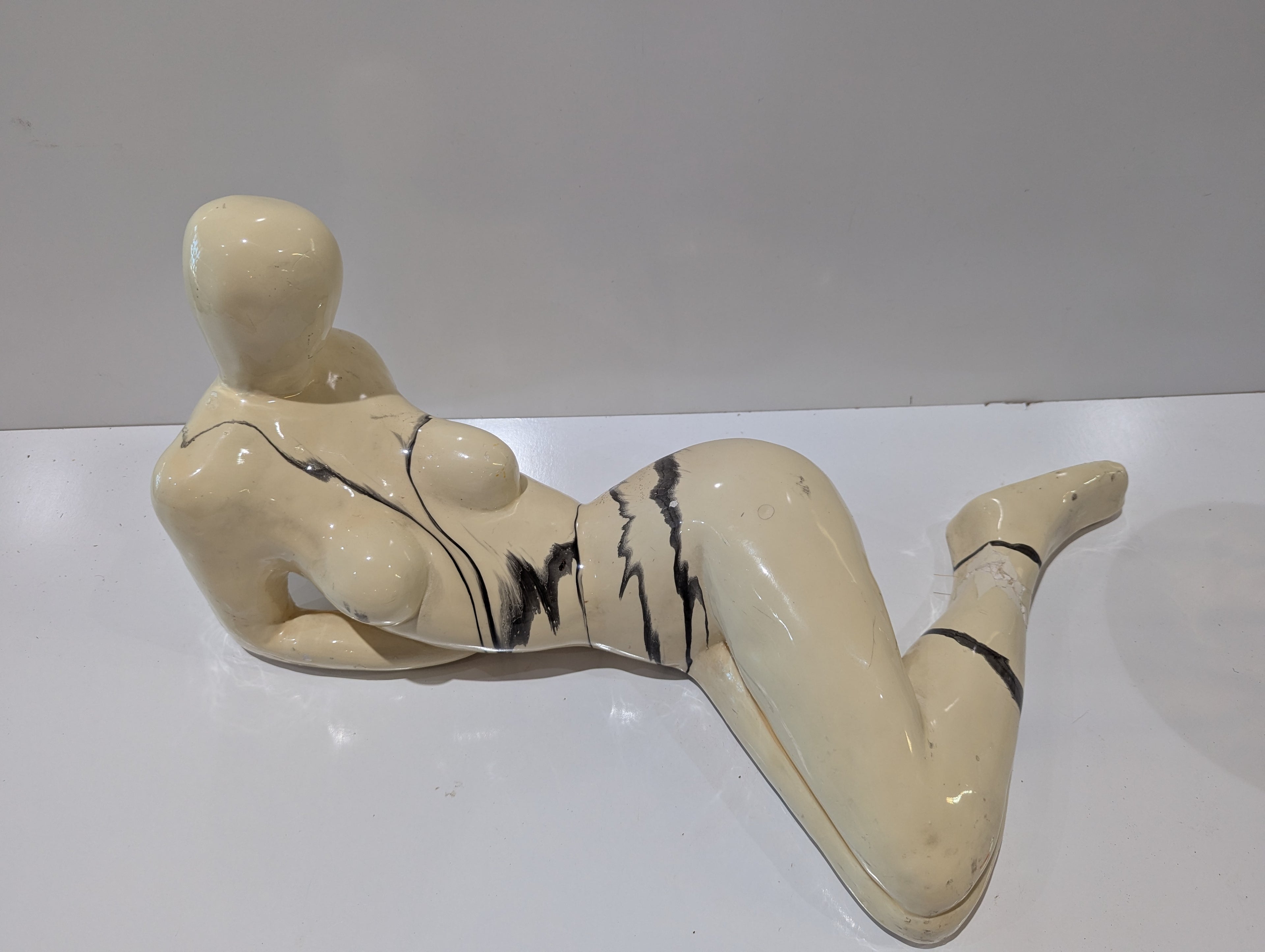 Vintage Abstract Reclining Female Ceramic Art Sculpture Modern Nude Figure Statue Decor