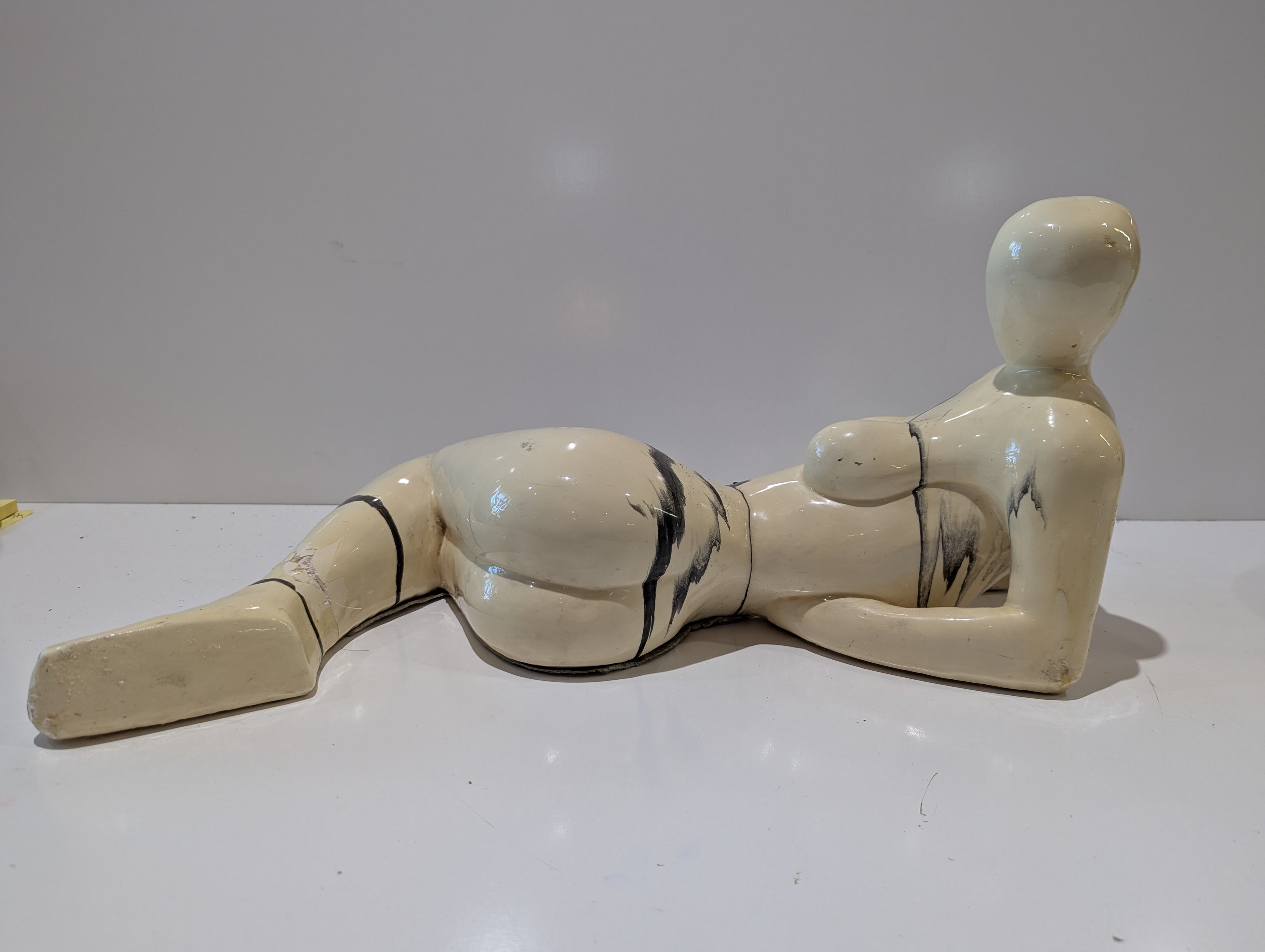 Vintage Abstract Reclining Female Ceramic Art Sculpture Modern Nude Figure Statue Decor