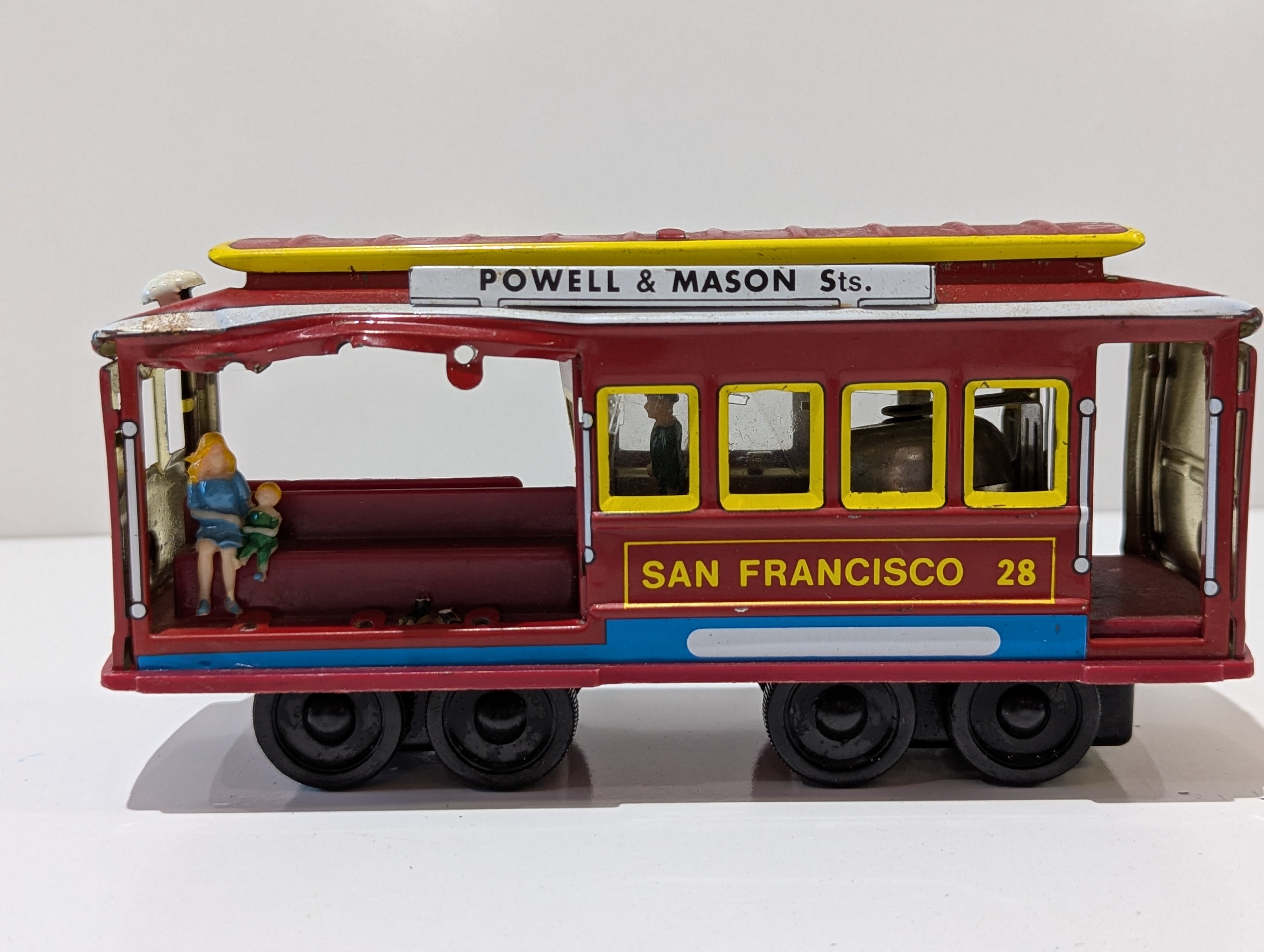Vintage San Francisco Cable Car Tin Friction Toy Bay Taylor Powell Market Trolley