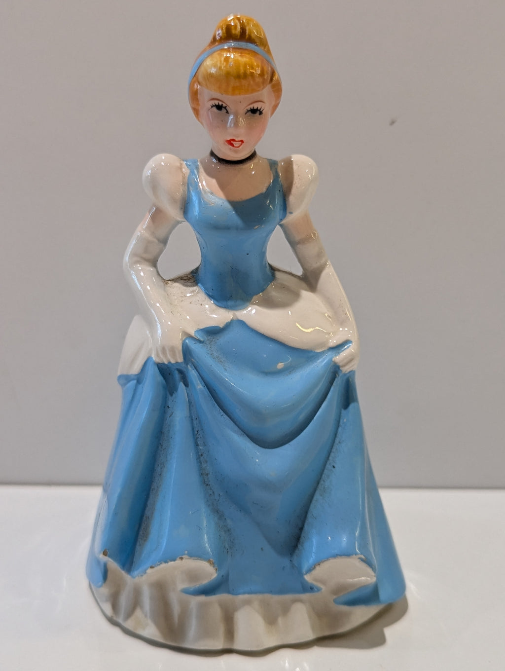 Vintage Japan Cinderella Ceramic Figurine Walt Disney Princess Blue Dress Statue