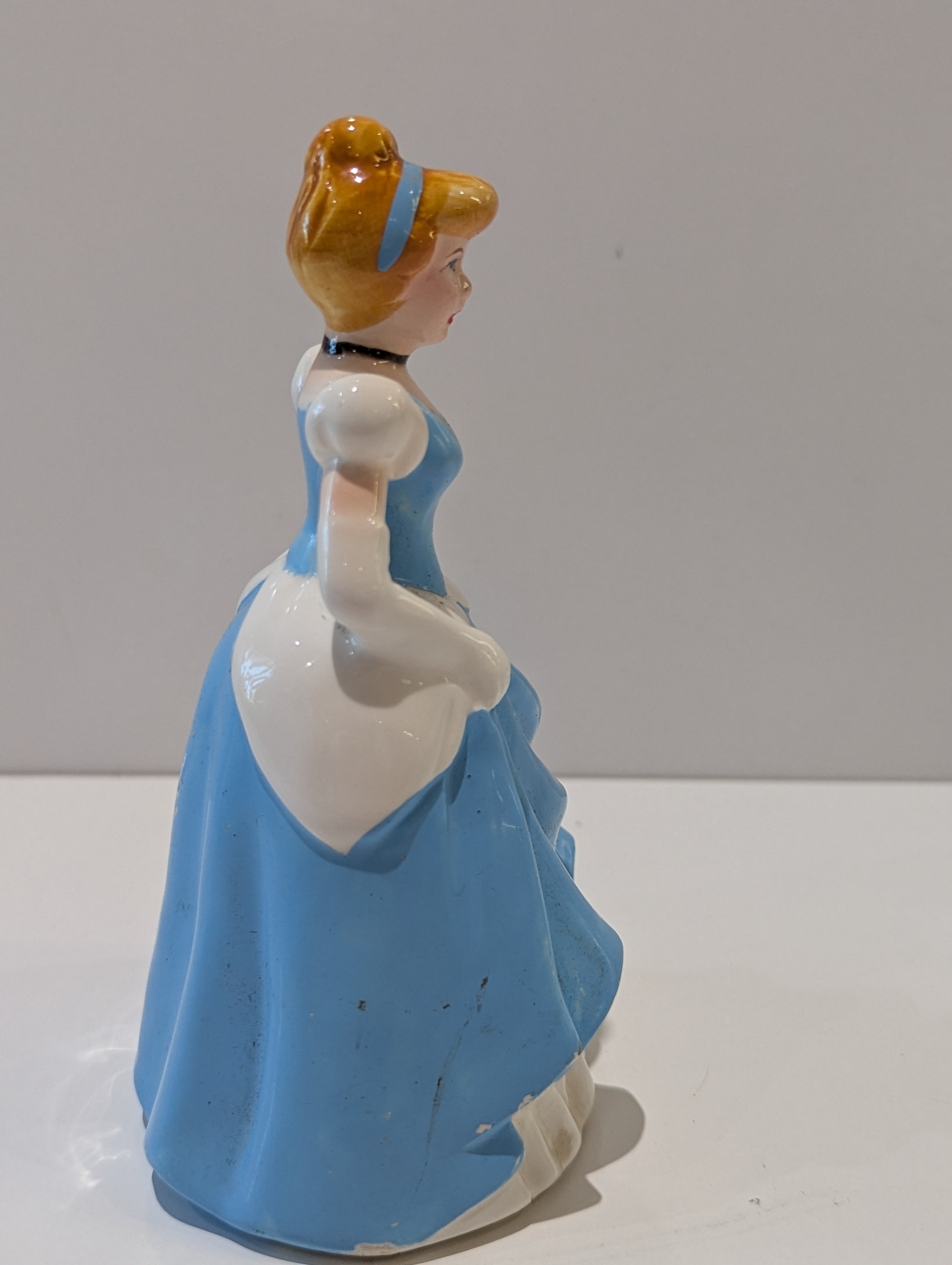 Vintage Japan Cinderella Ceramic Figurine Walt Disney Princess Blue Dress Statue