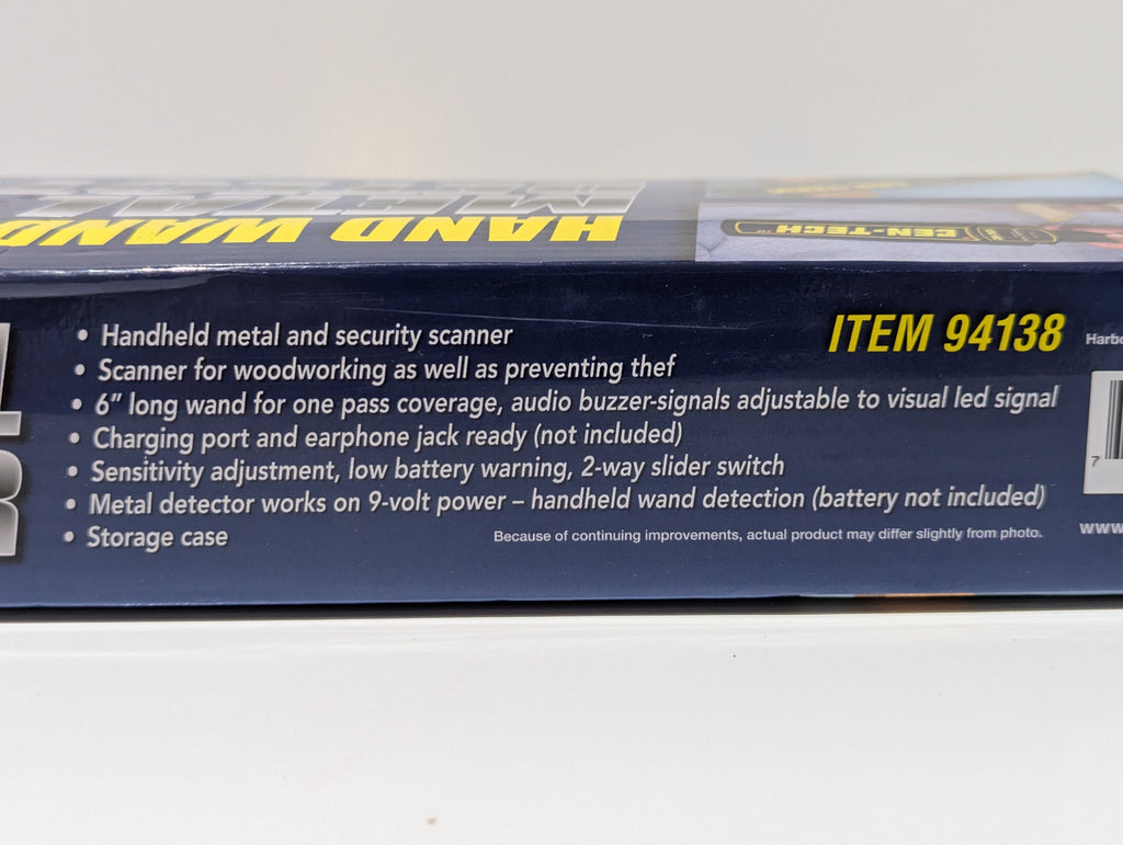 CEN-TECH Hand Wand Metal Detector Item 94138 Security Scanner With Storage Case