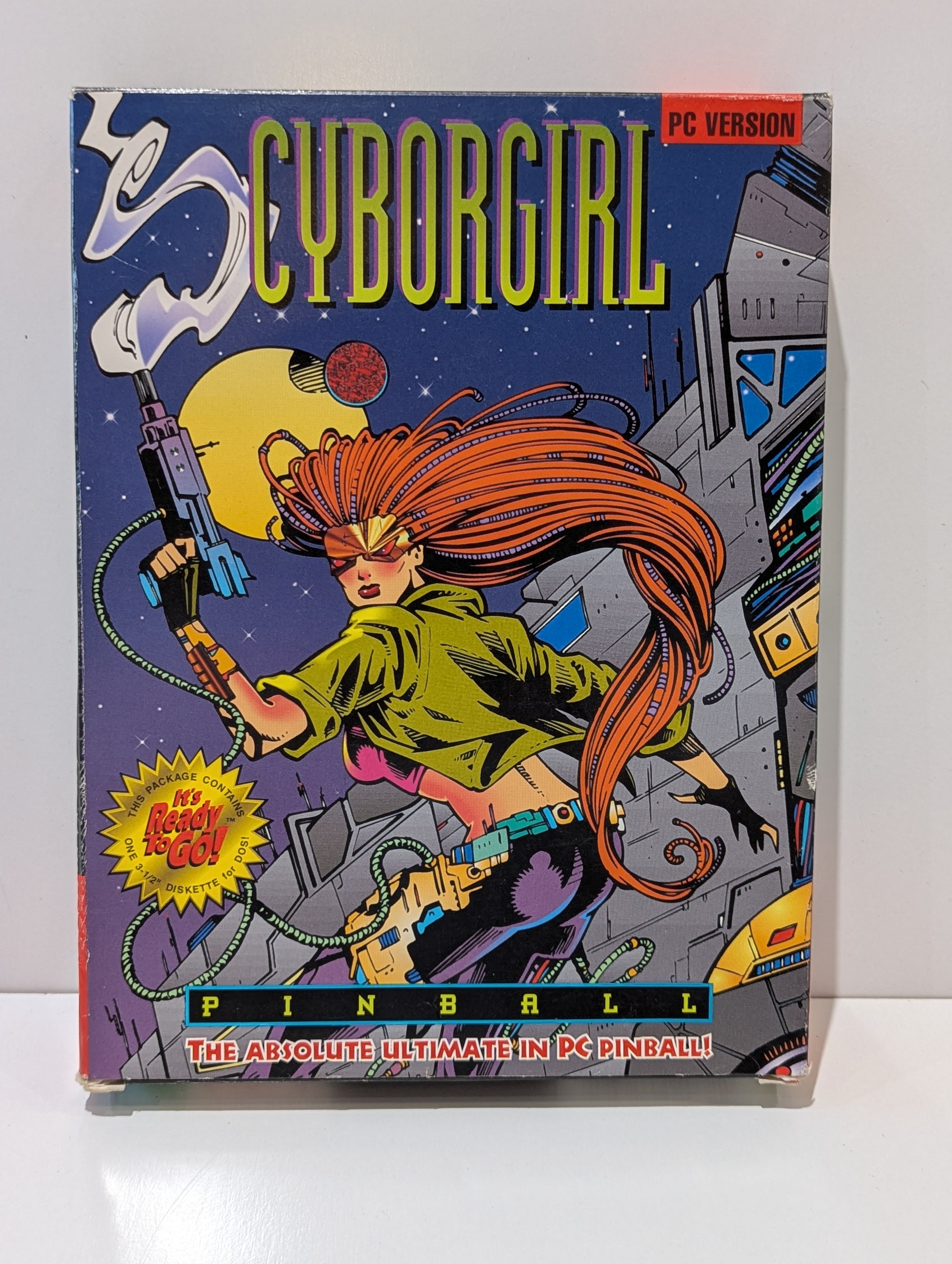 Vintage Cyborgirl Pinball PC Game Big Box 3.5 Diskette Ready To Go Moon Doggie
