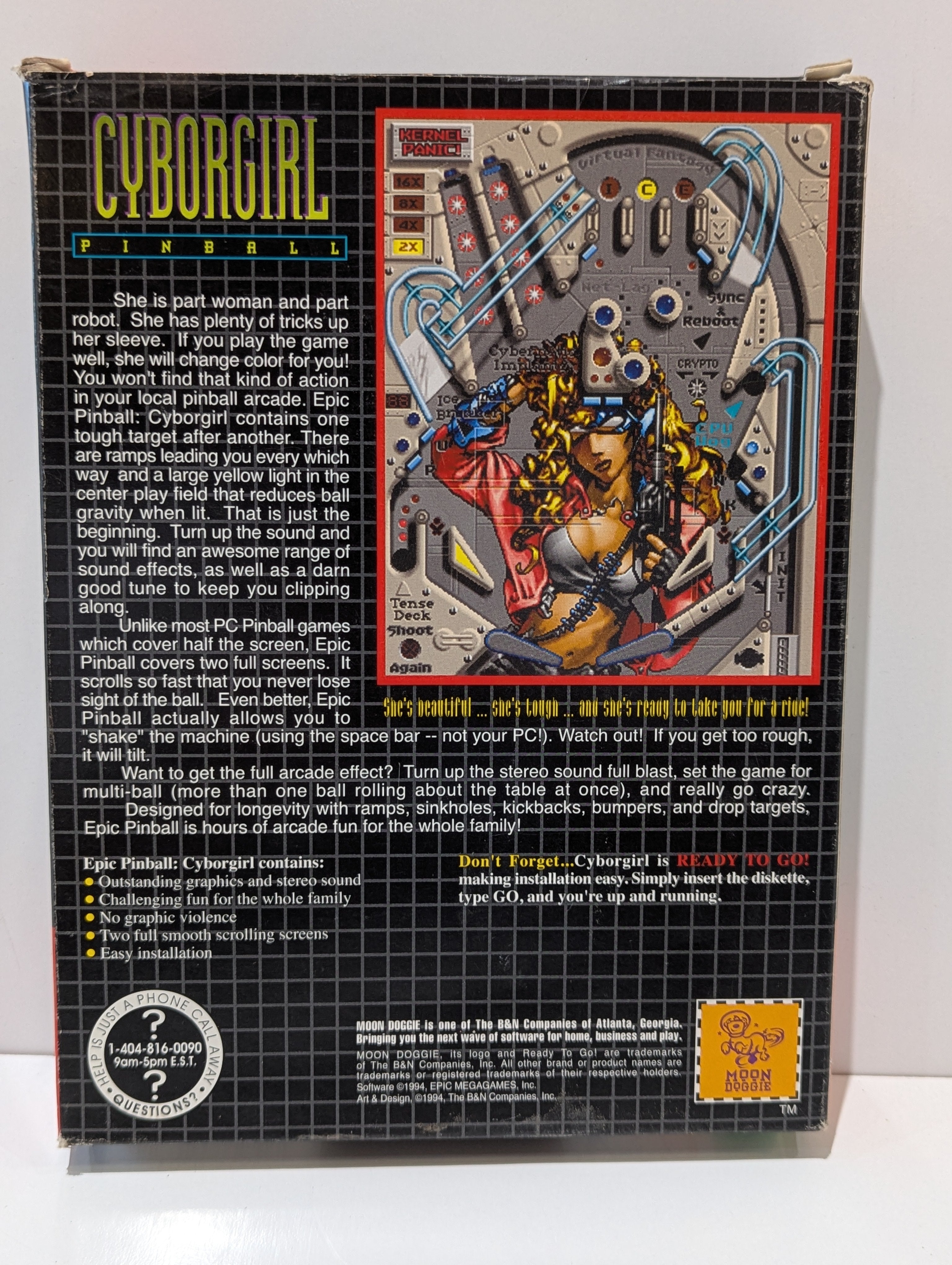Vintage Cyborgirl Pinball PC Game Big Box 3.5 Diskette Ready To Go Moon Doggie