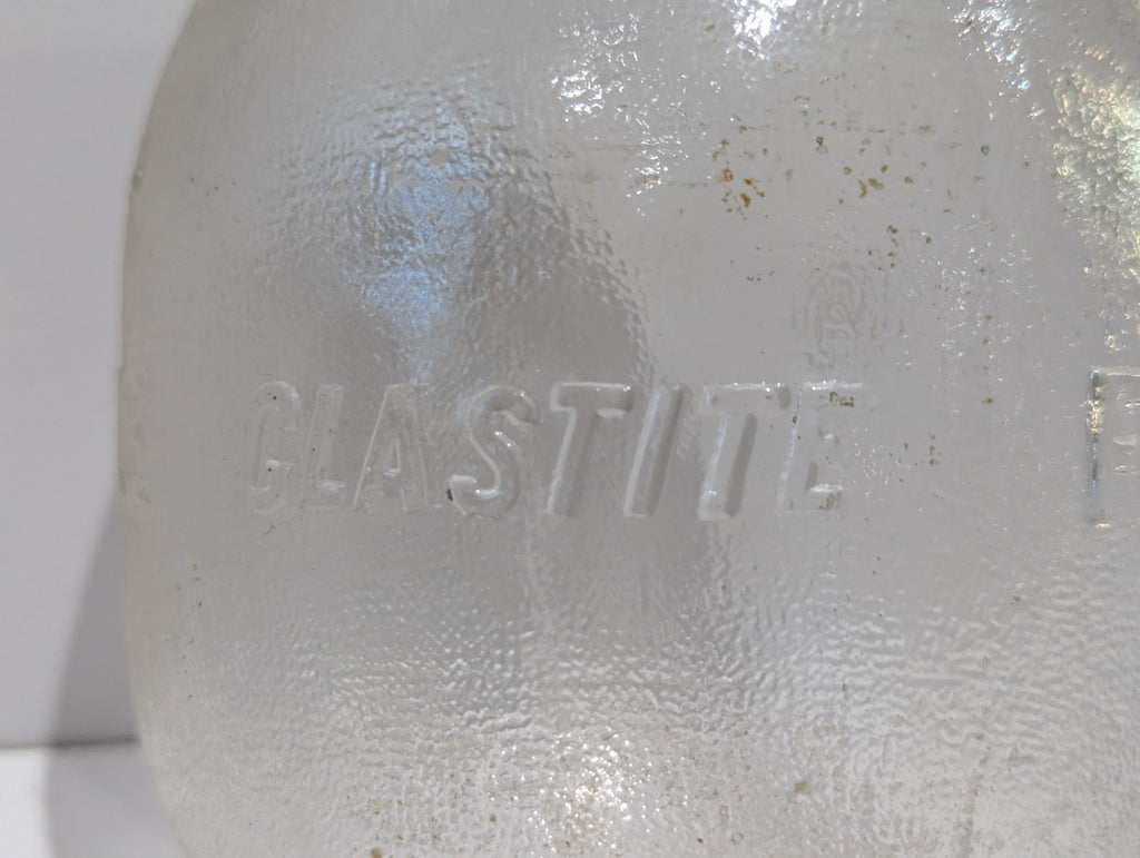 Vintage Glass Float Embossed "CLASTITE FLOAT" Utility Float Buoy With Metal Collar