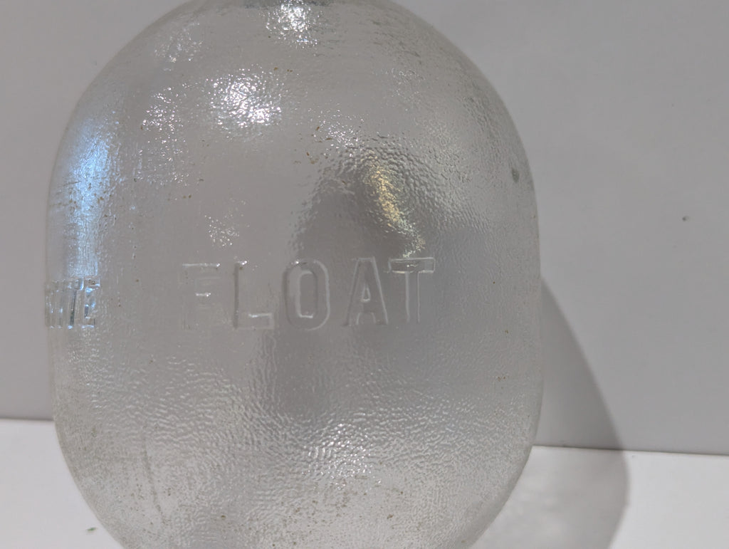 Vintage Glass Float Embossed "CLASTITE FLOAT" Utility Float Buoy With Metal Collar