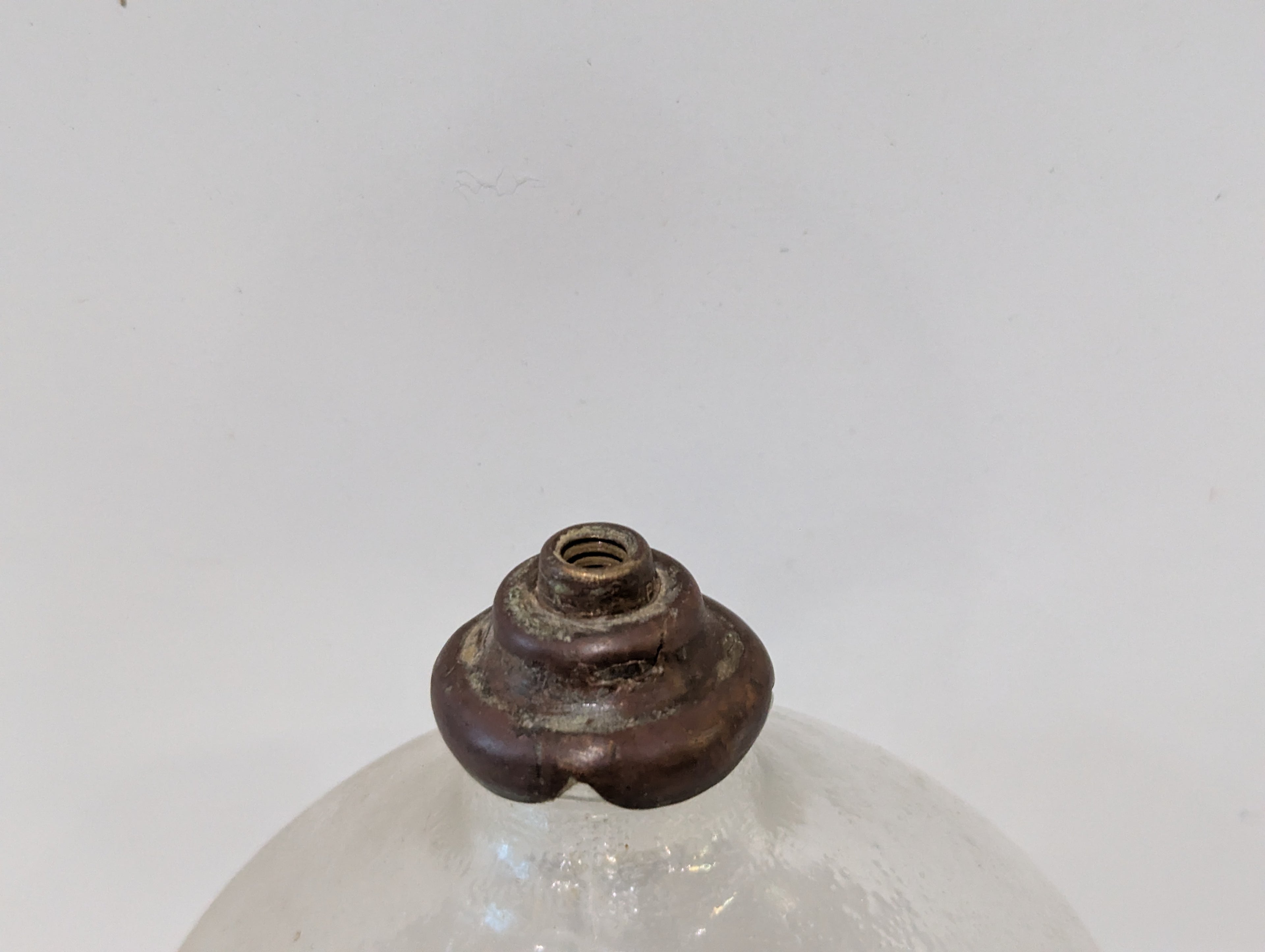 Vintage Glass Float Embossed "CLASTITE FLOAT" Utility Float Buoy With Metal Collar