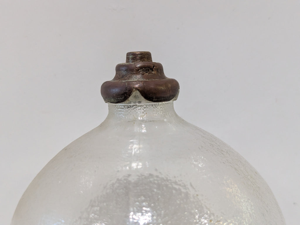 Vintage Glass Float Embossed "CLASTITE FLOAT" Utility Float Buoy With Metal Collar