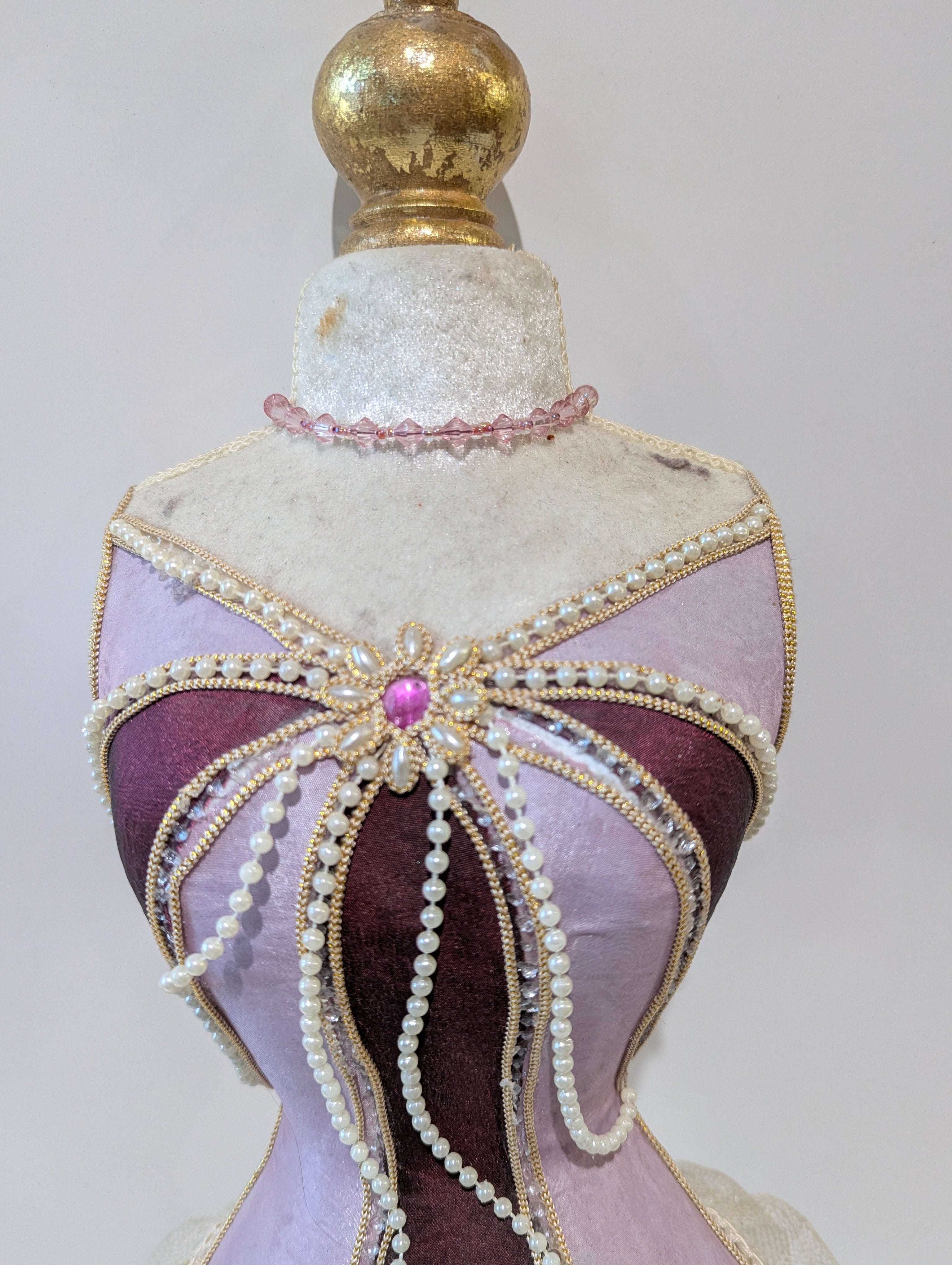 Decorative Dress Form Jewelry Stand Pink Tulle Skirt Necklace Holder Mannequin Bust