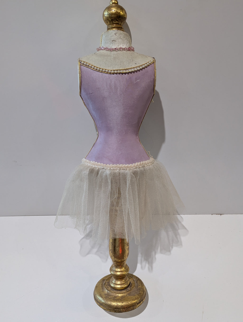Decorative Dress Form Jewelry Stand Pink Tulle Skirt Necklace Holder Mannequin Bust