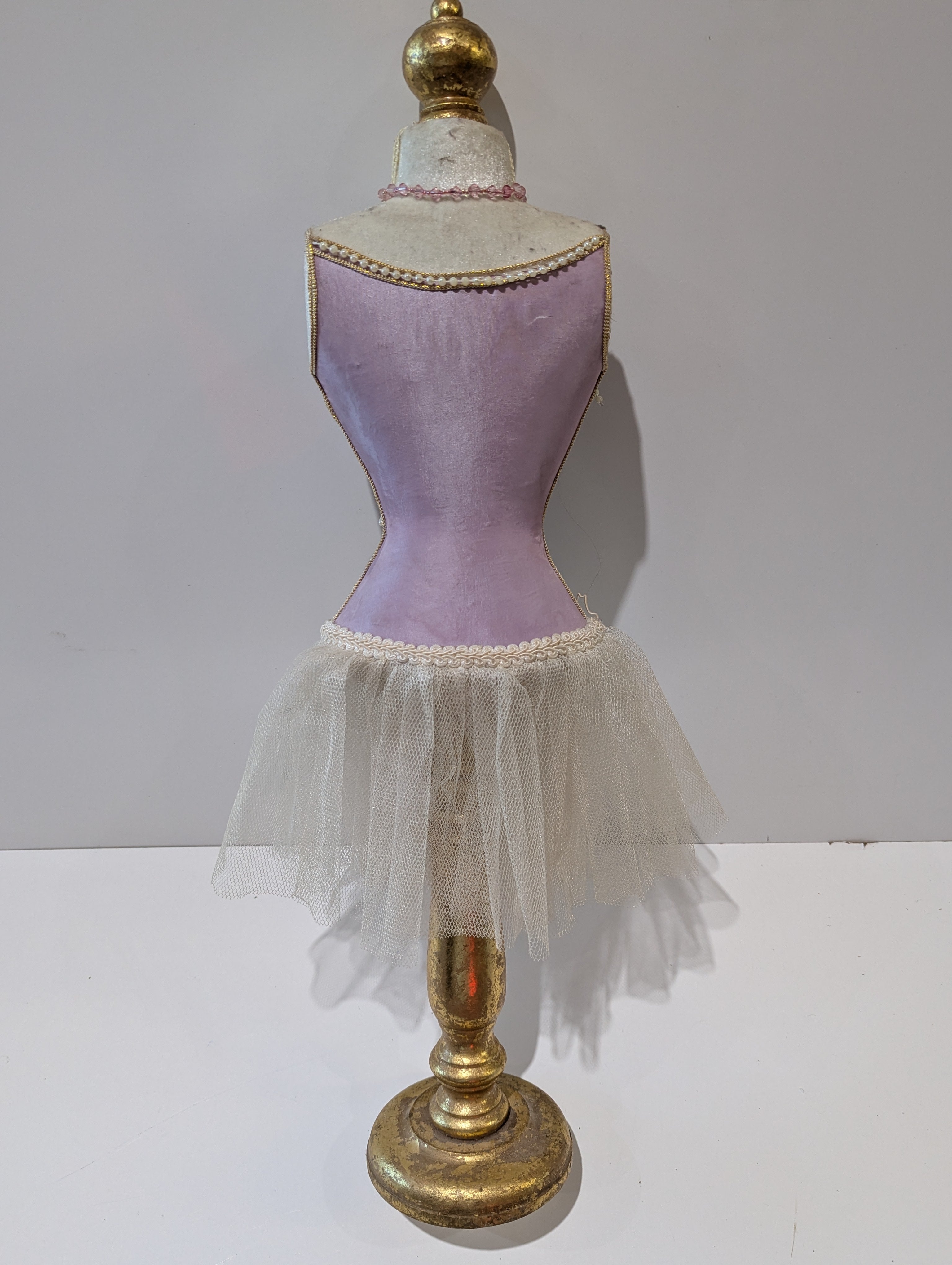 Decorative Dress Form Jewelry Stand Pink Tulle Skirt Necklace Holder Mannequin Bust
