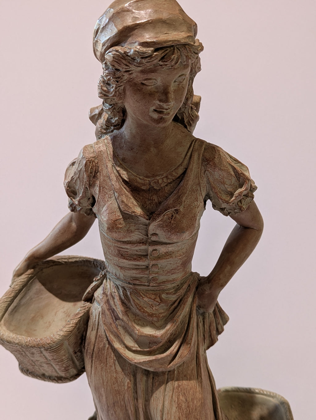 22" Home Interiors Homco Woman With Baskets Garden Figurine Floor Statue Decor