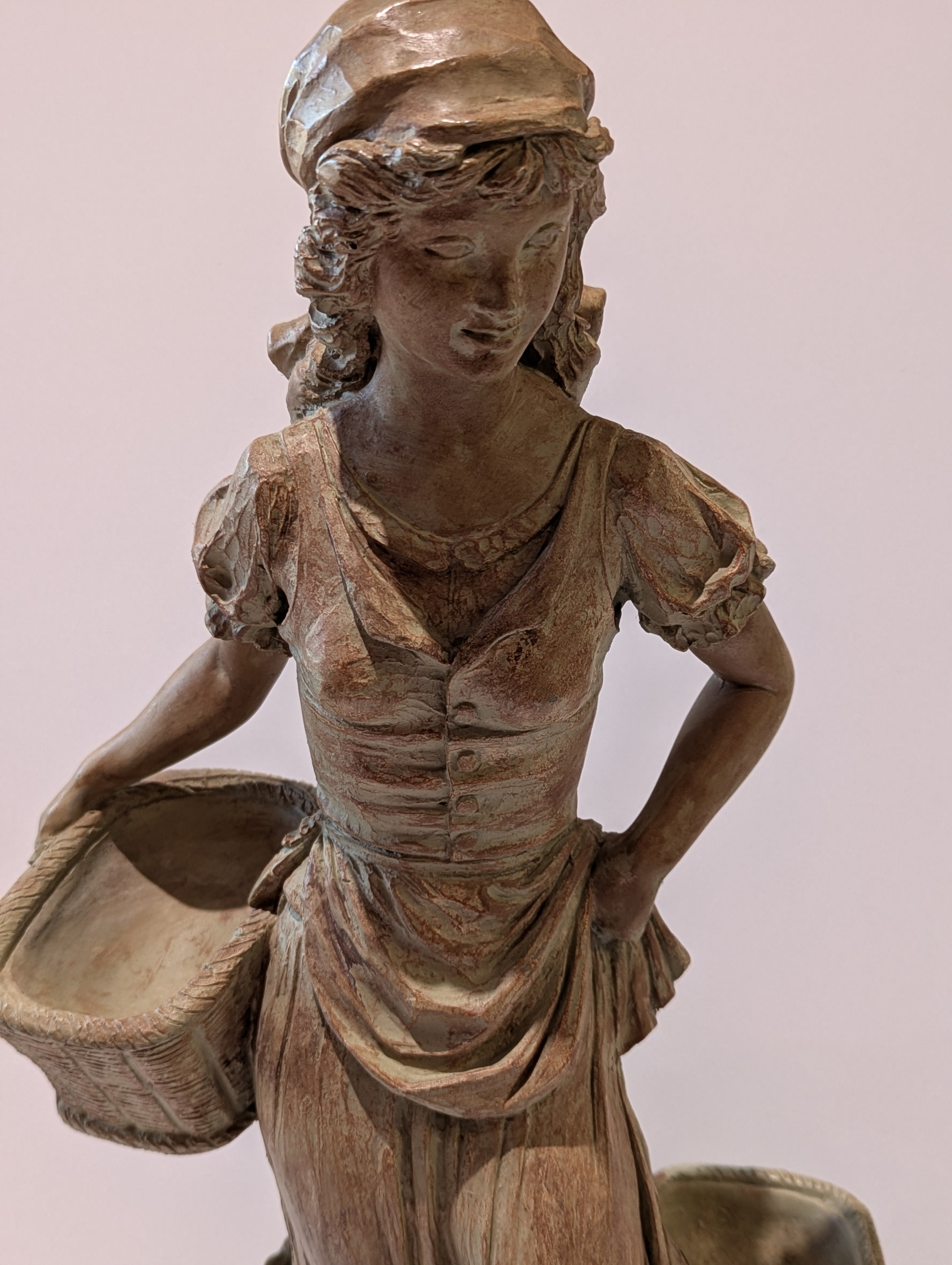 22" Home Interiors Homco Woman With Baskets Garden Figurine Floor Statue Decor